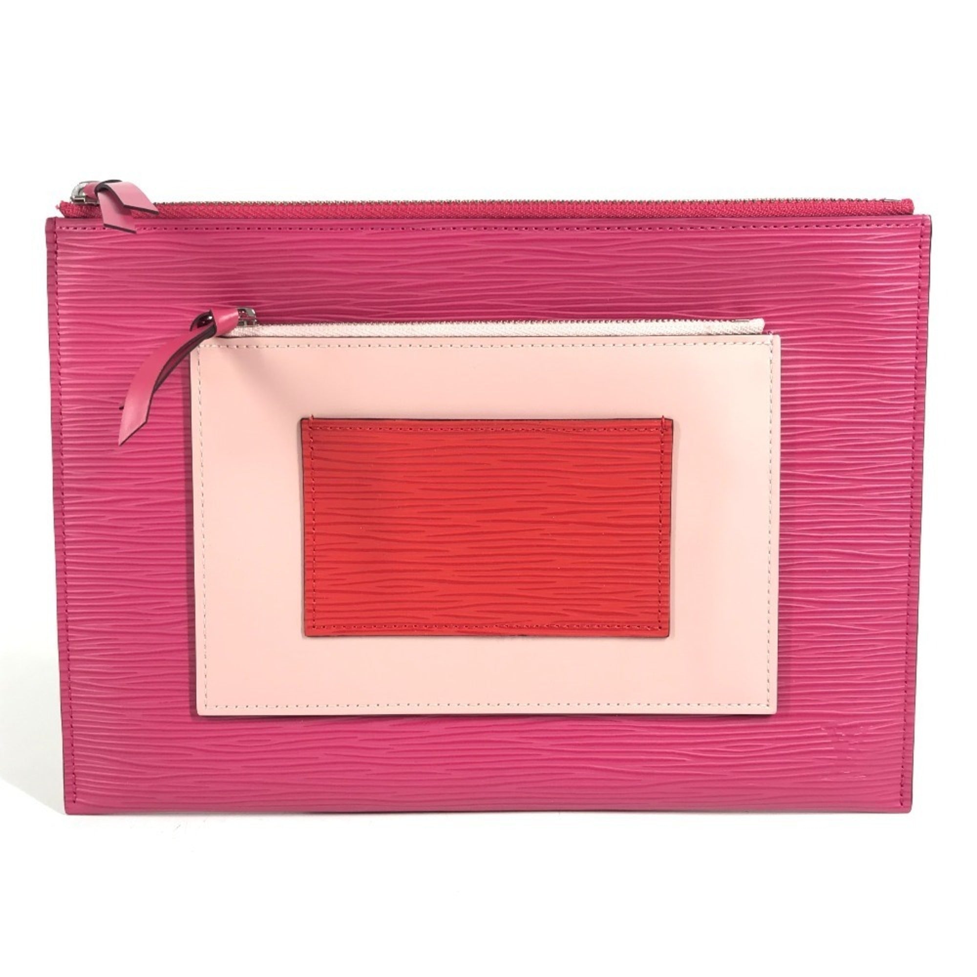 Louis Vuitton Coquelicots Pink Red Color Epi Leather Clutch Bag Handbag Pochette Pouch (Pre-Owned)