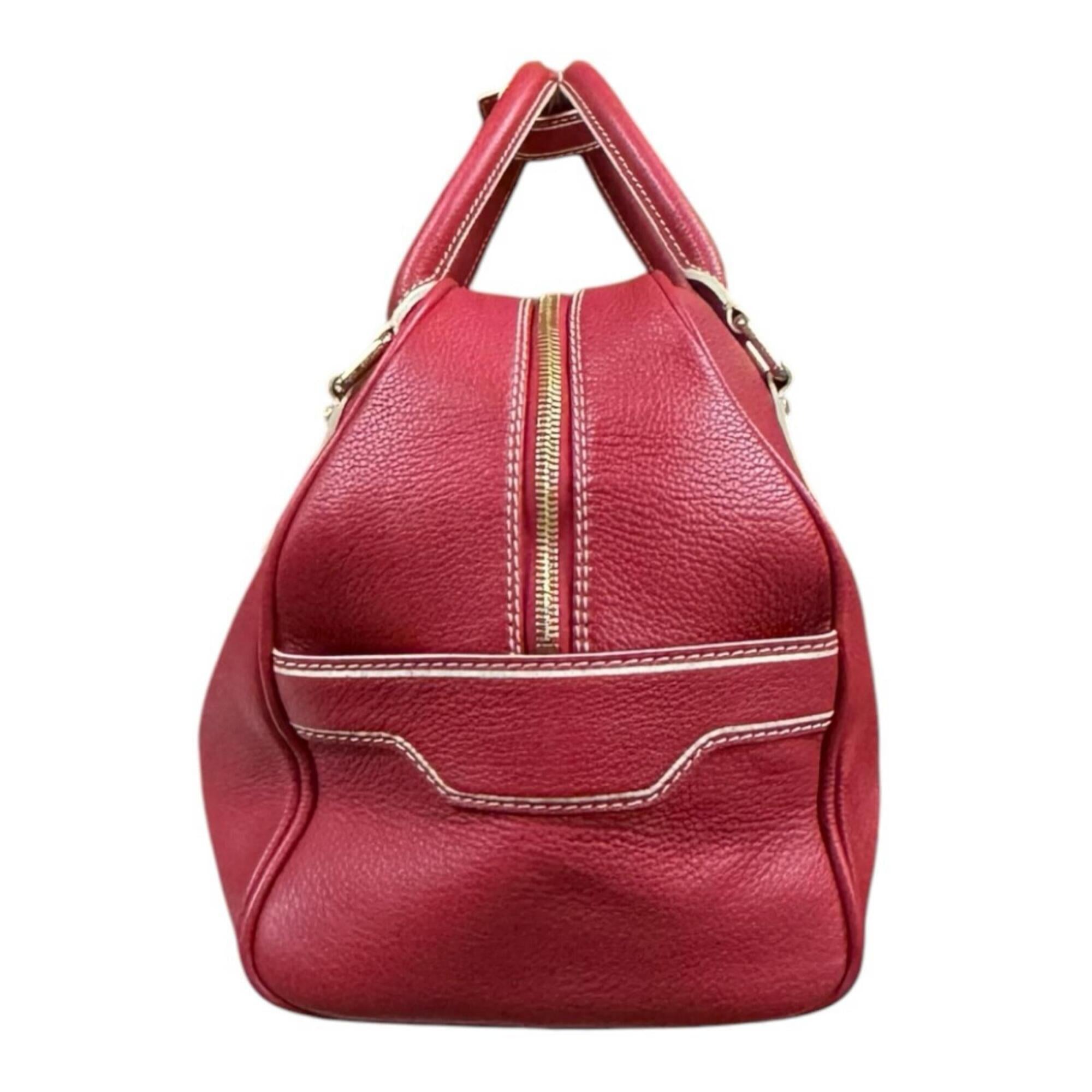 Louis Vuitton Red Color Leather Boston Bag (Pre-Owned)