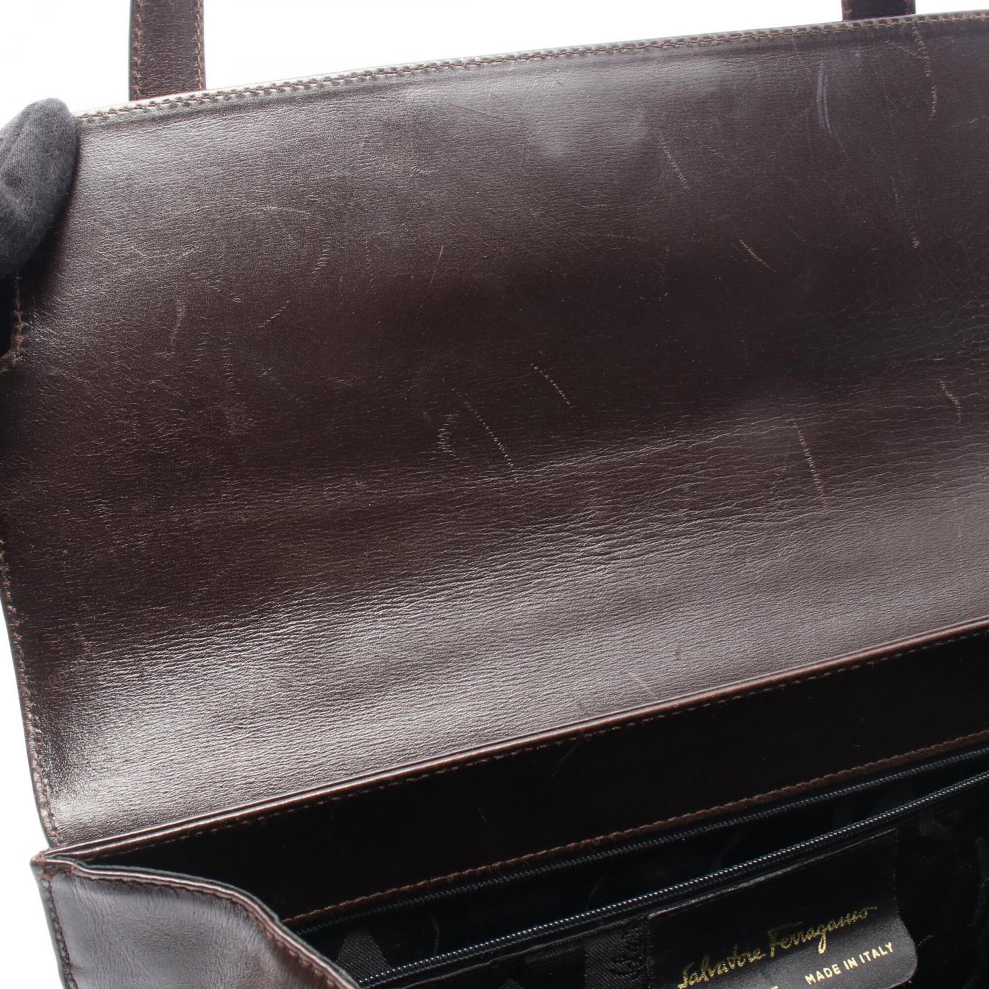 Salvatore Ferragamo Brown Leather Handbag Shoulder Bag (Pre-Owned)