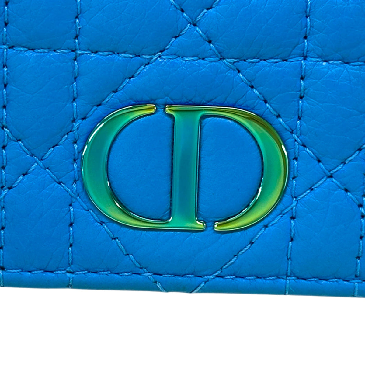 Christian Dior Blue Leather Wallet (Tri-Fold) (Pre-Owned)