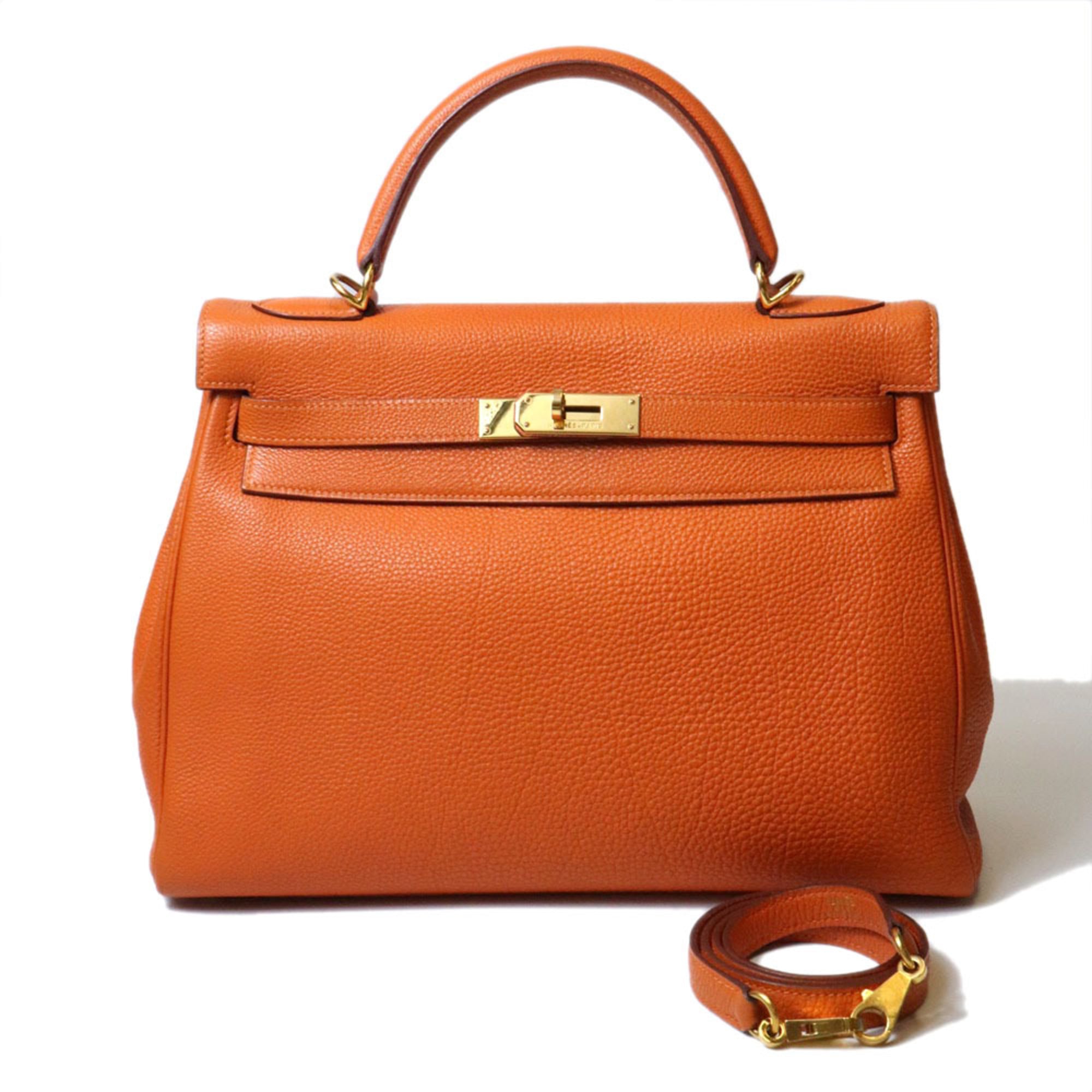 Hermes Orange Togo Leather Handbag Shoulder Bag (Pre-Owned)