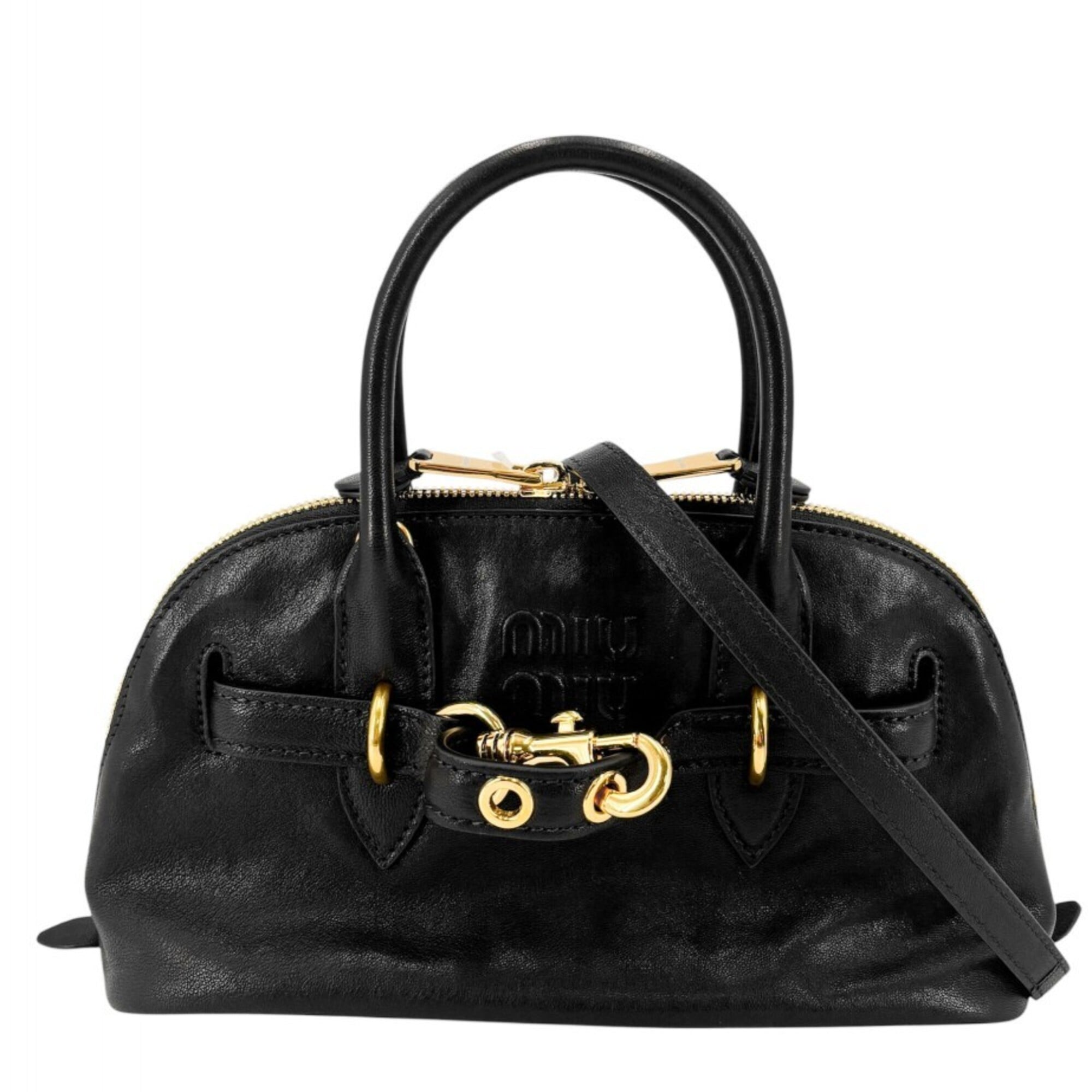 Miu Miu Black Leather Handbag Shoulder Bag (Pre-Owned)