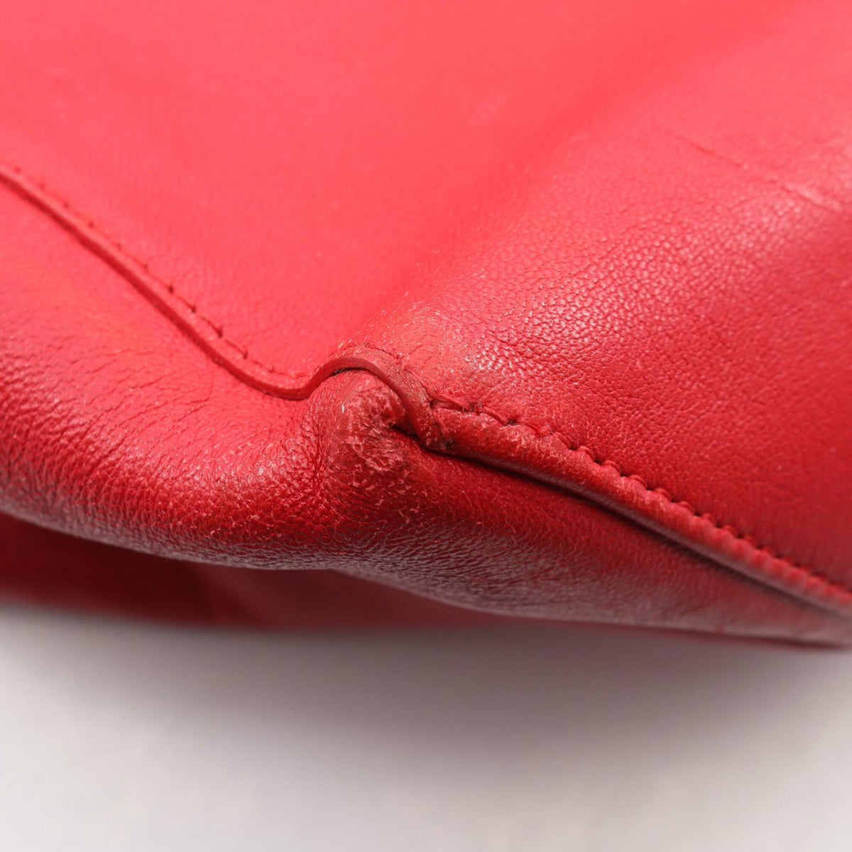 Celine Red Color Leather Handbag Tote Bag (Pre-Owned)