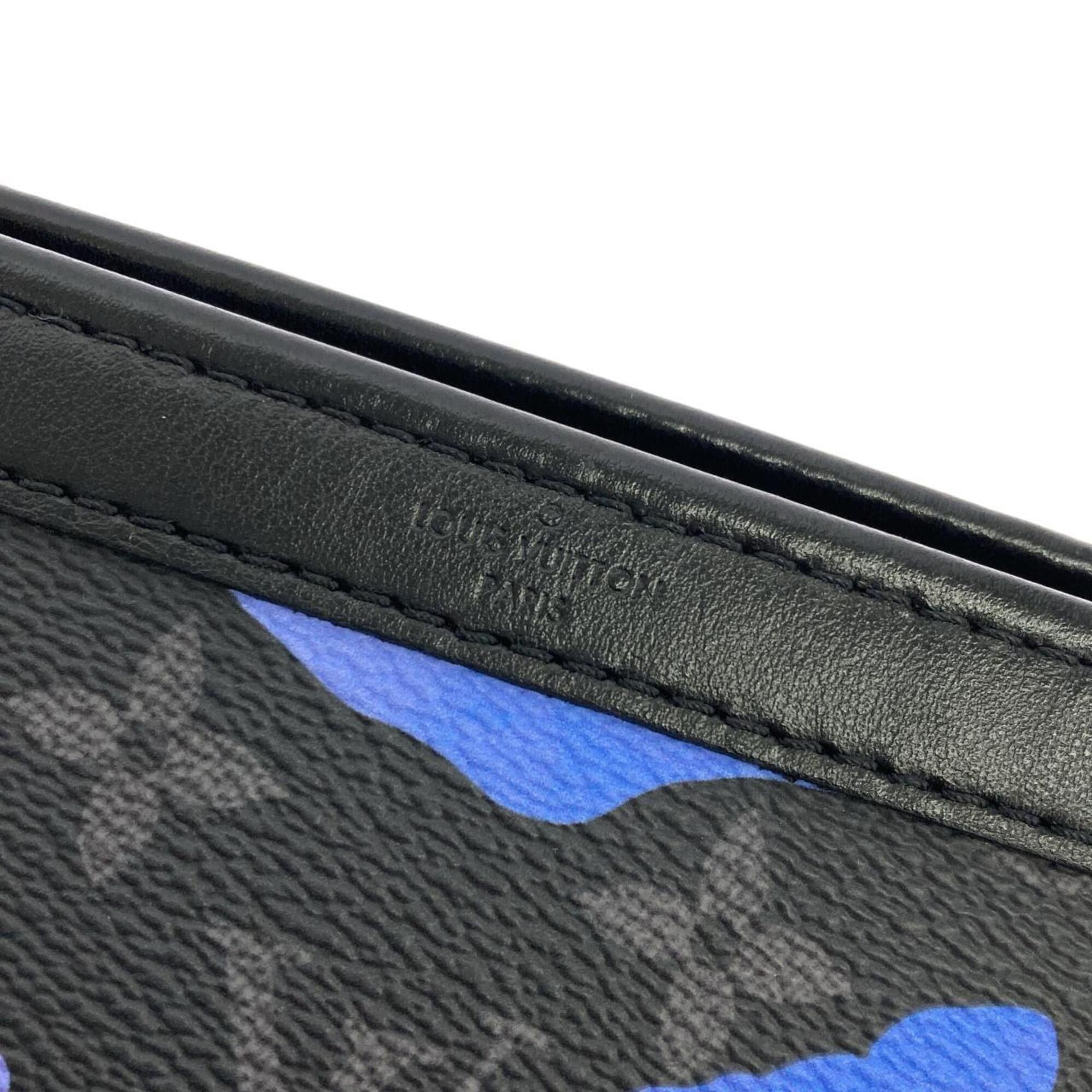 Louis Vuitton Black Blue Coated Canvas Pouch Shoulder Bag (Pre-Owned)