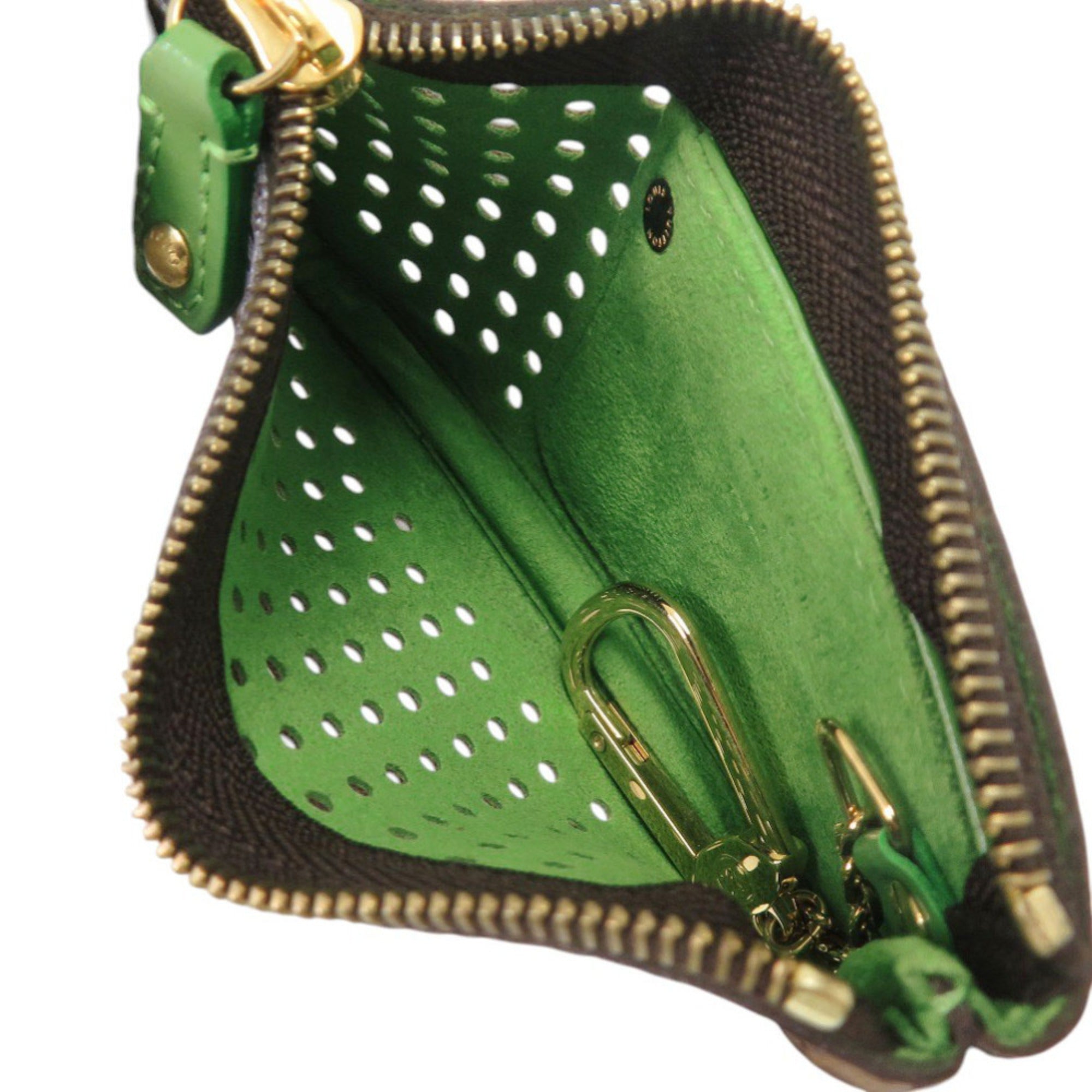 Louis Vuitton Green Monogram Perforated Coin Purse/Coin Case (Pre-Owned)
