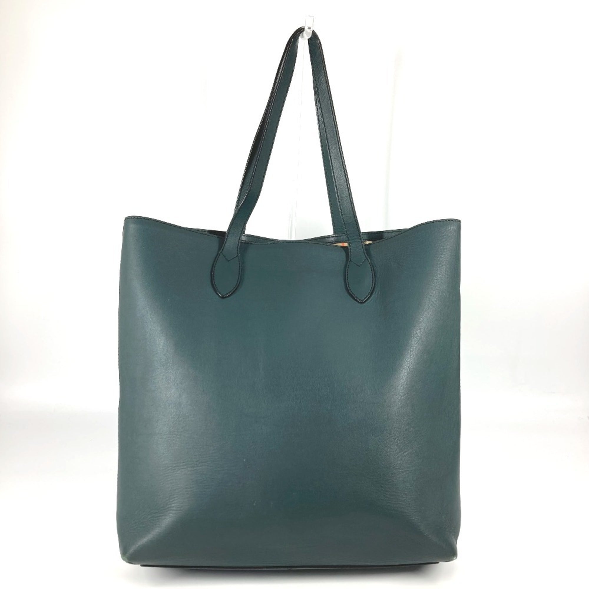 Burberry Blue Khaki Leather Shoulder Bag Tote Bag (Pre-Owned)