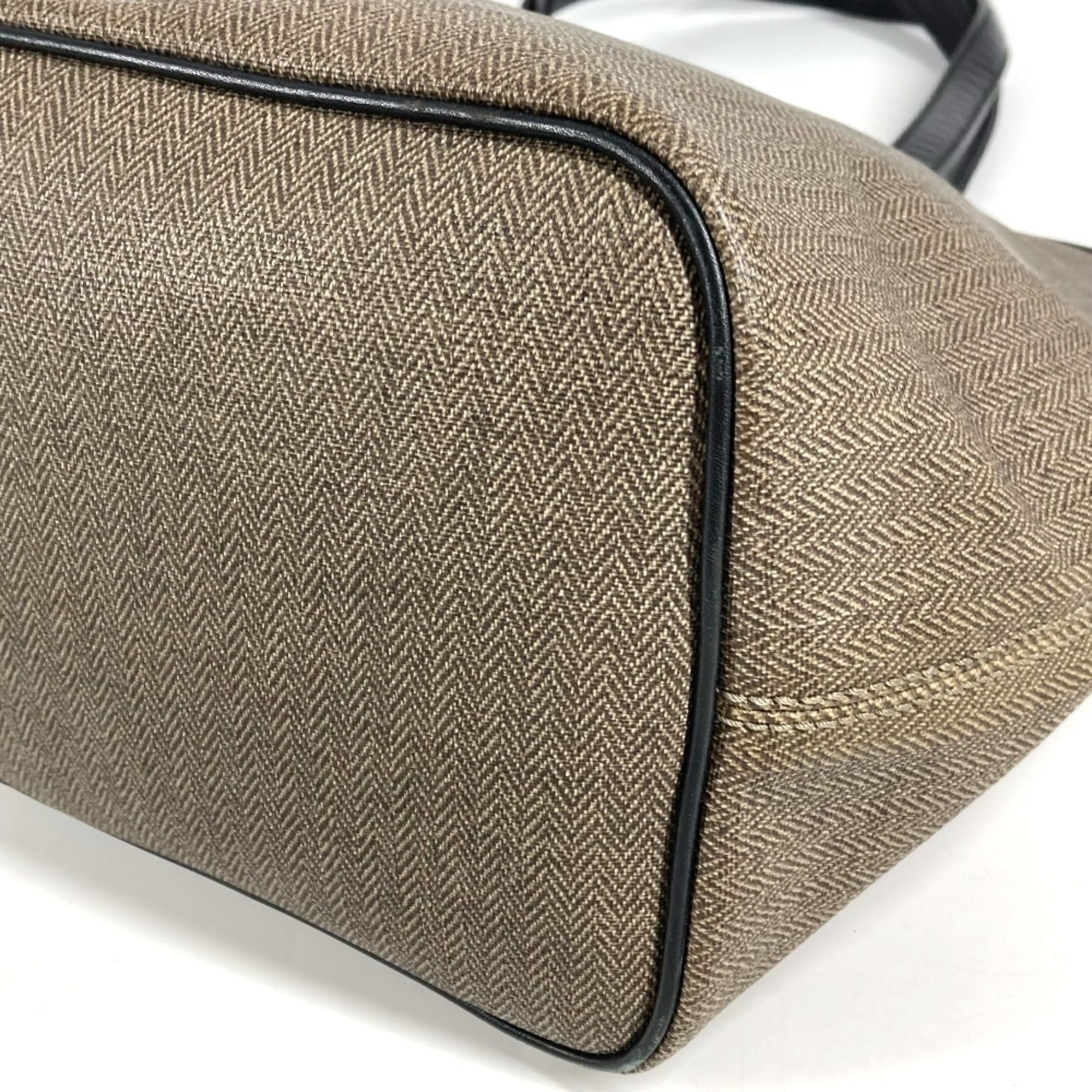 Bvlgari Black Gray Coated Canvas Leather Shoulder Bag Tote Bag (Pre-Owned)