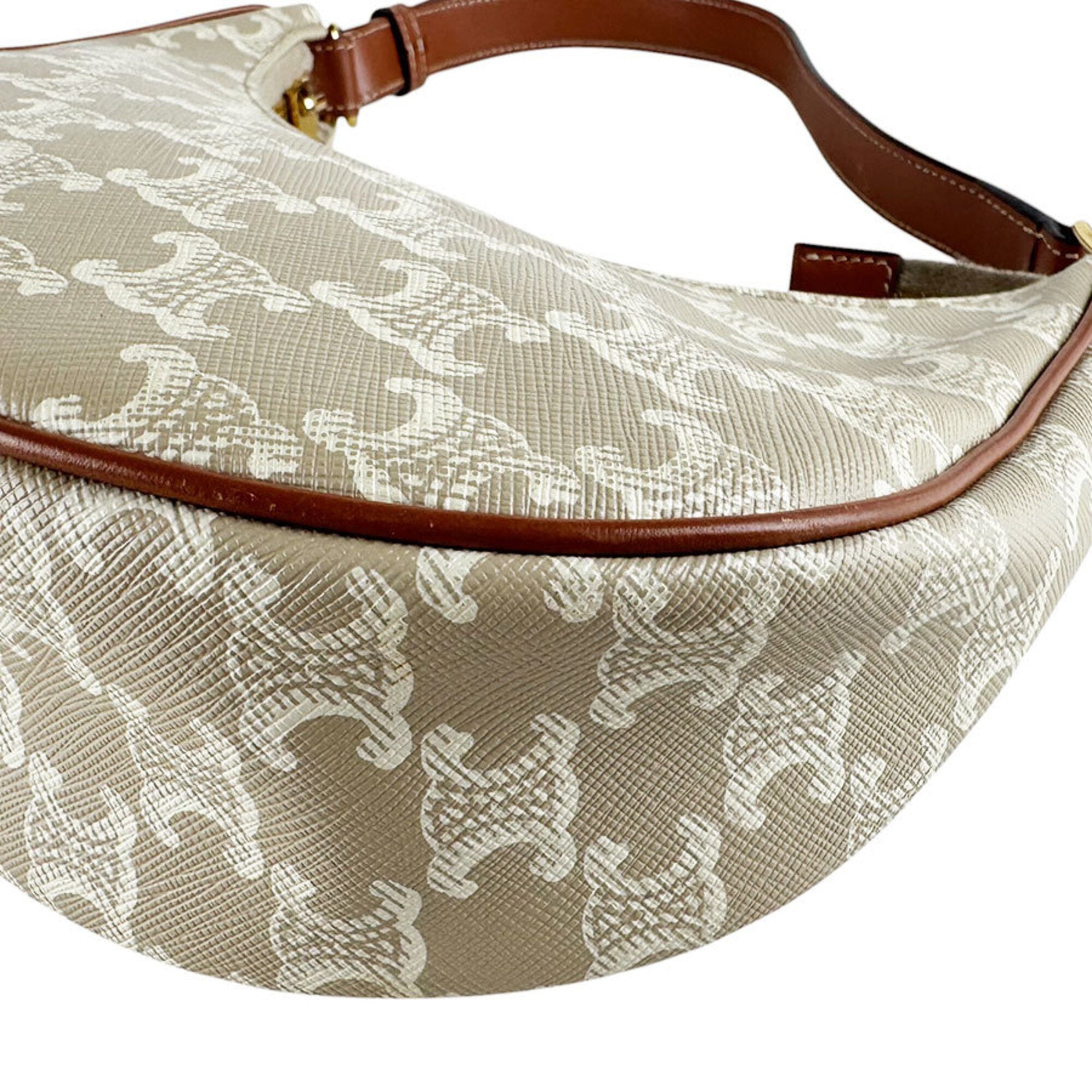 Celine Brown Grayish Coated Canvas Leather Handbag (Pre-Owned)