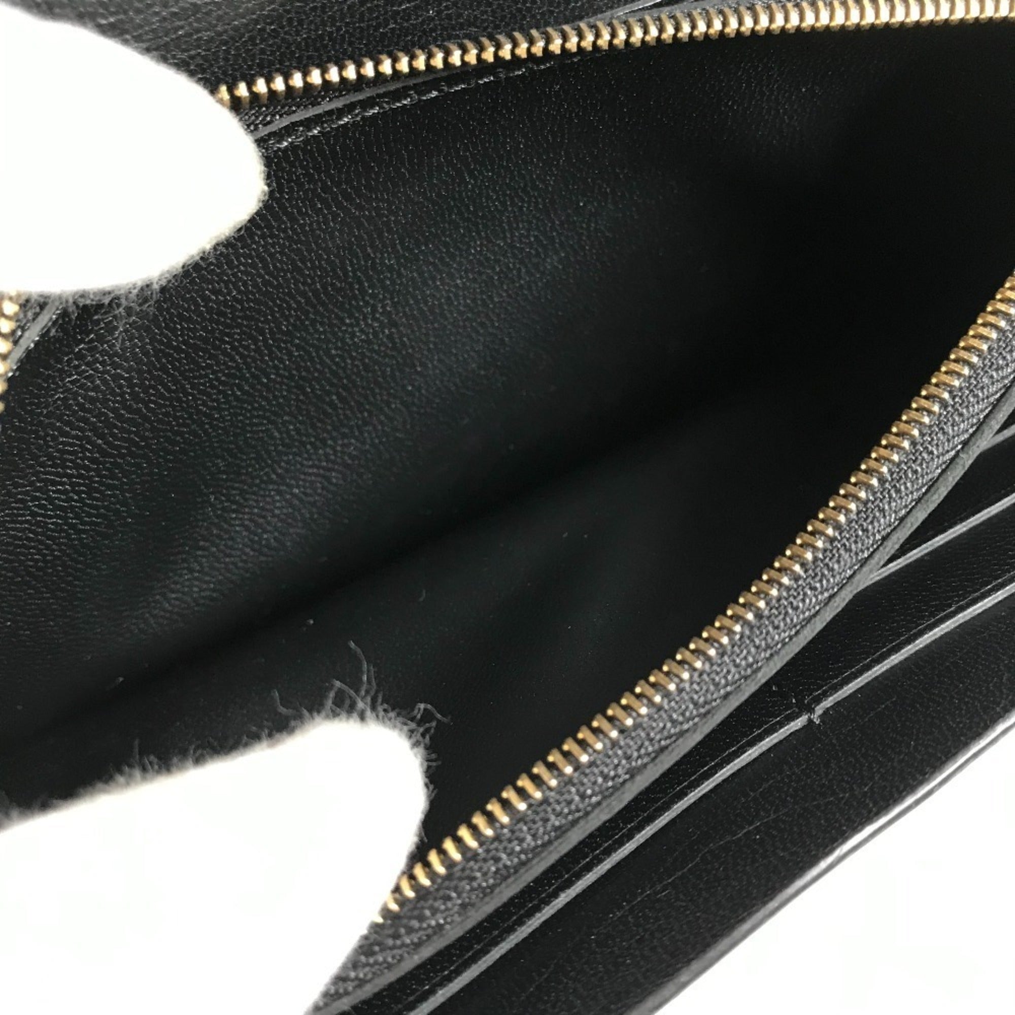 Louis Vuitton Black Leather Long Wallet (Tri-Fold) (Pre-Owned)