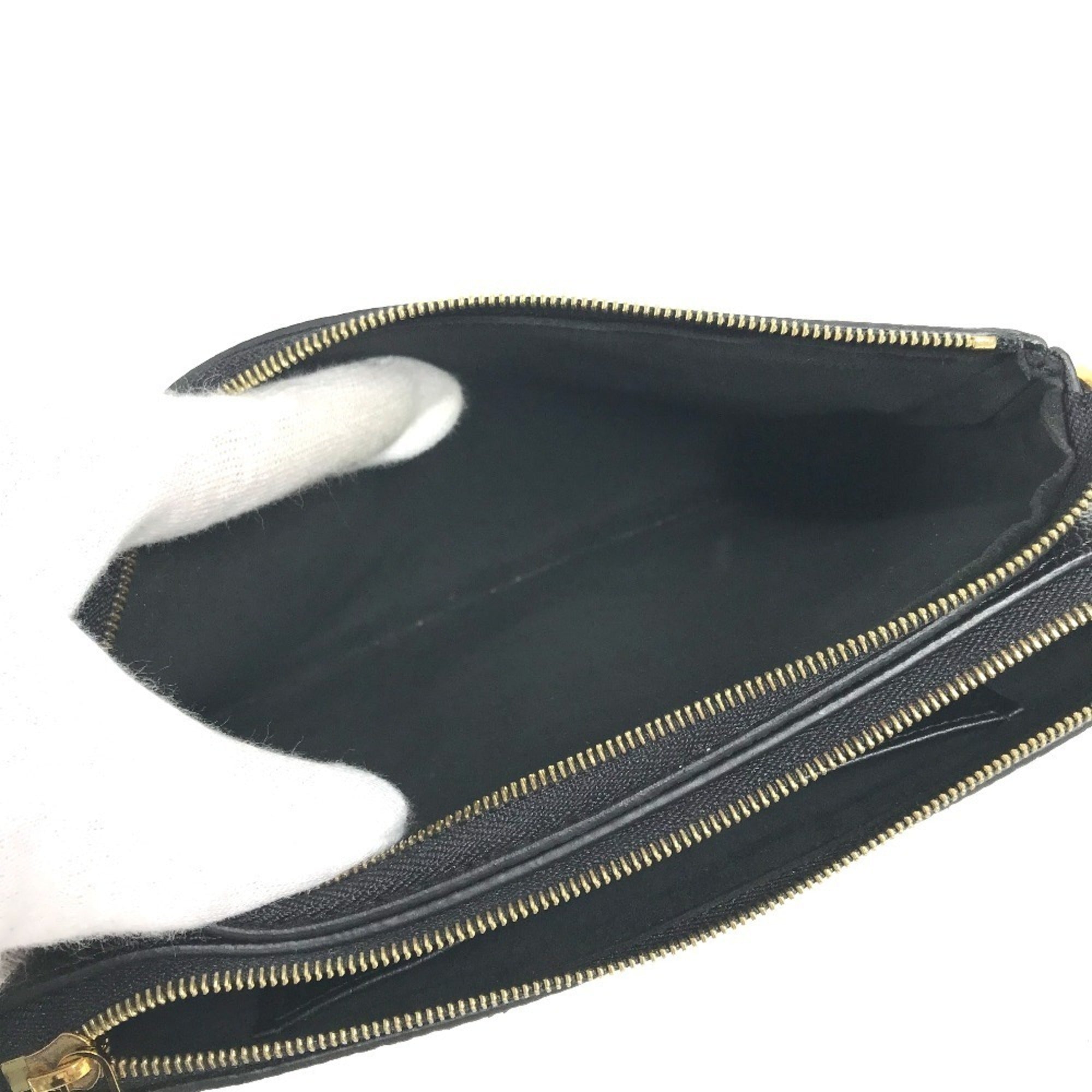 Louis Vuitton Beige Bicolor Black Noir Monogram Empreinte Clutch Bag Pochette Pouch Shoulder Bag (Pre-Owned)
