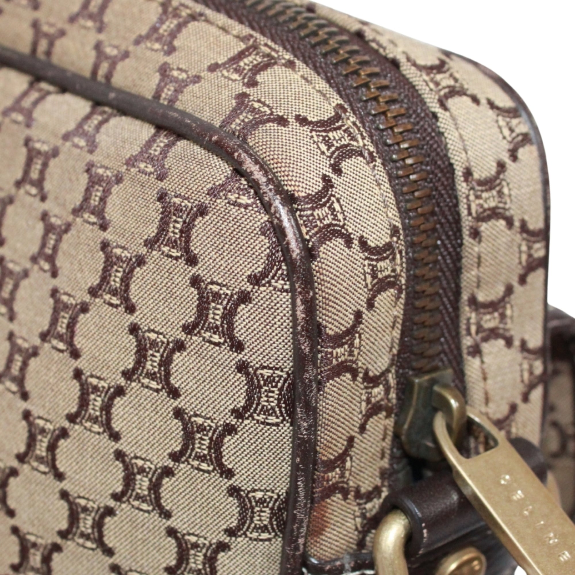 Celine Brown Canvas Leather Shoulder Bag (Pre-Owned)
