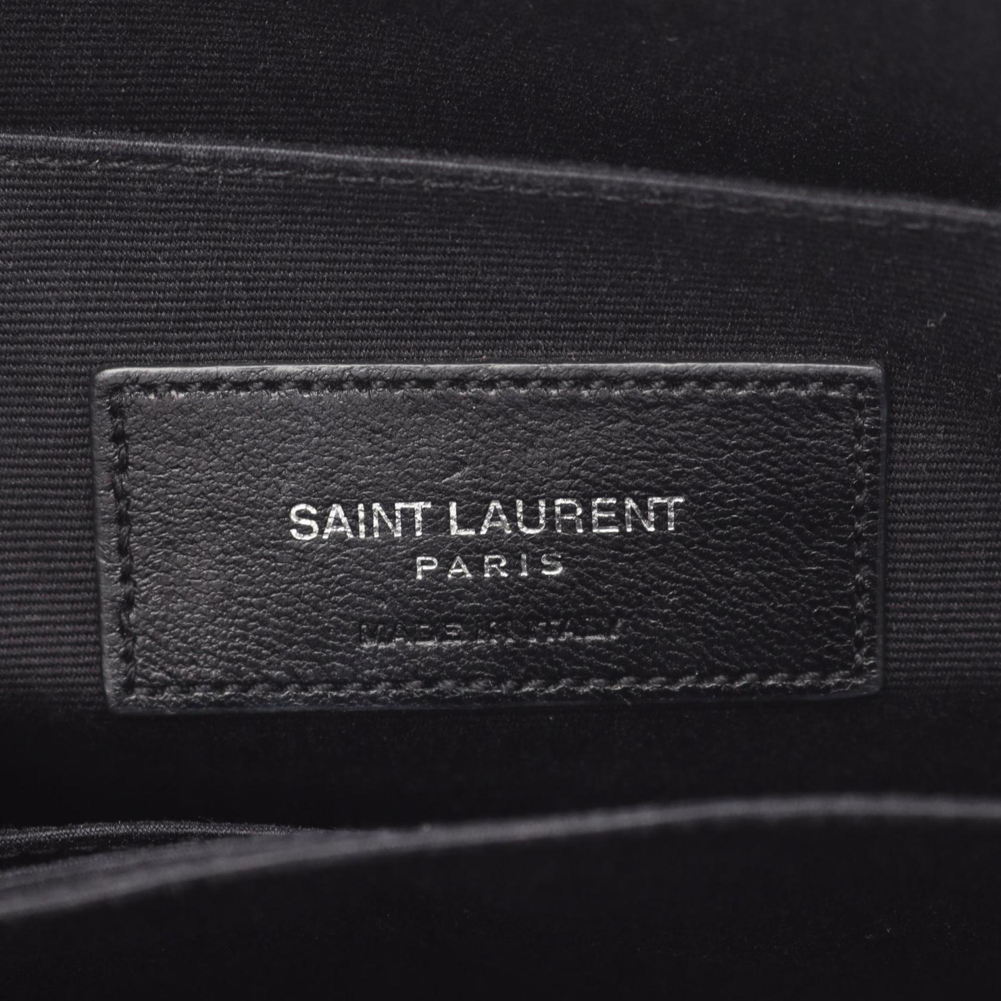 Yves Saint Laurent Black Silver Leather Clutch Bag (Pre-Owned)