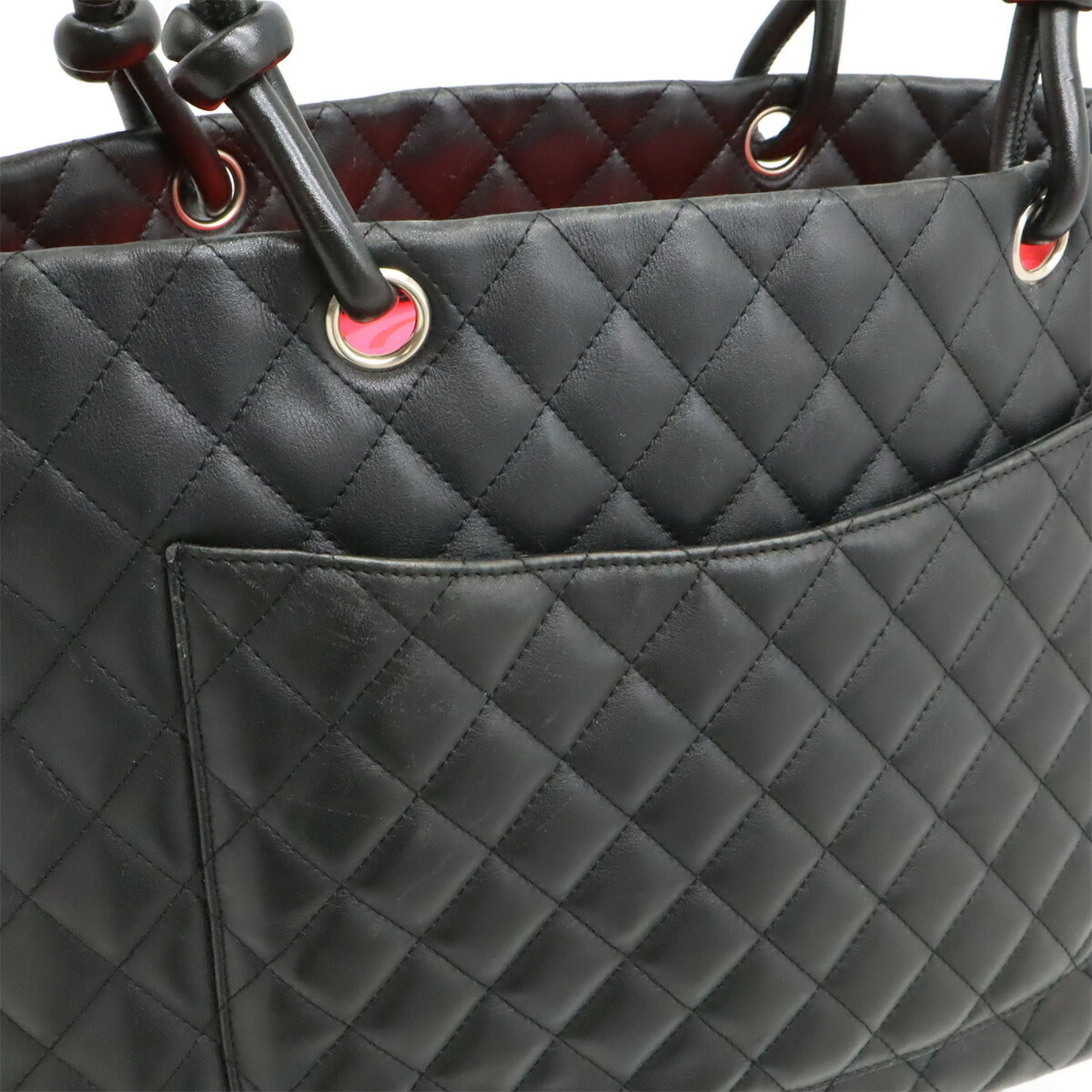 Chanel Black Pink Leather Shoulder Bag Tote Bag (Pre-Owned)