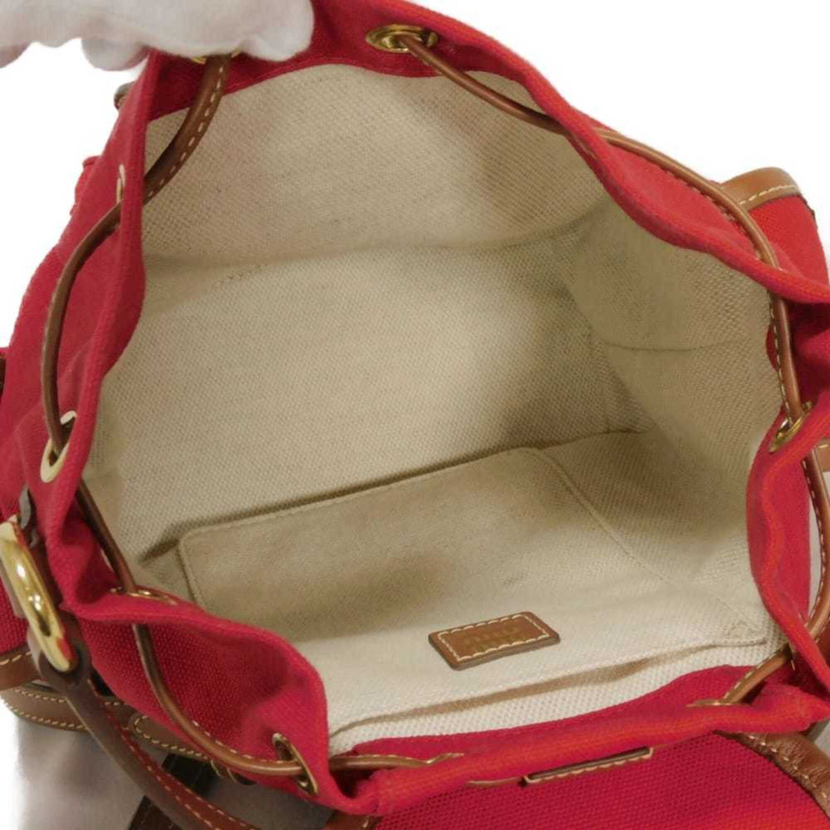 Miu Miu Red Color Cotton Canvas Backpack (Pre-Owned)