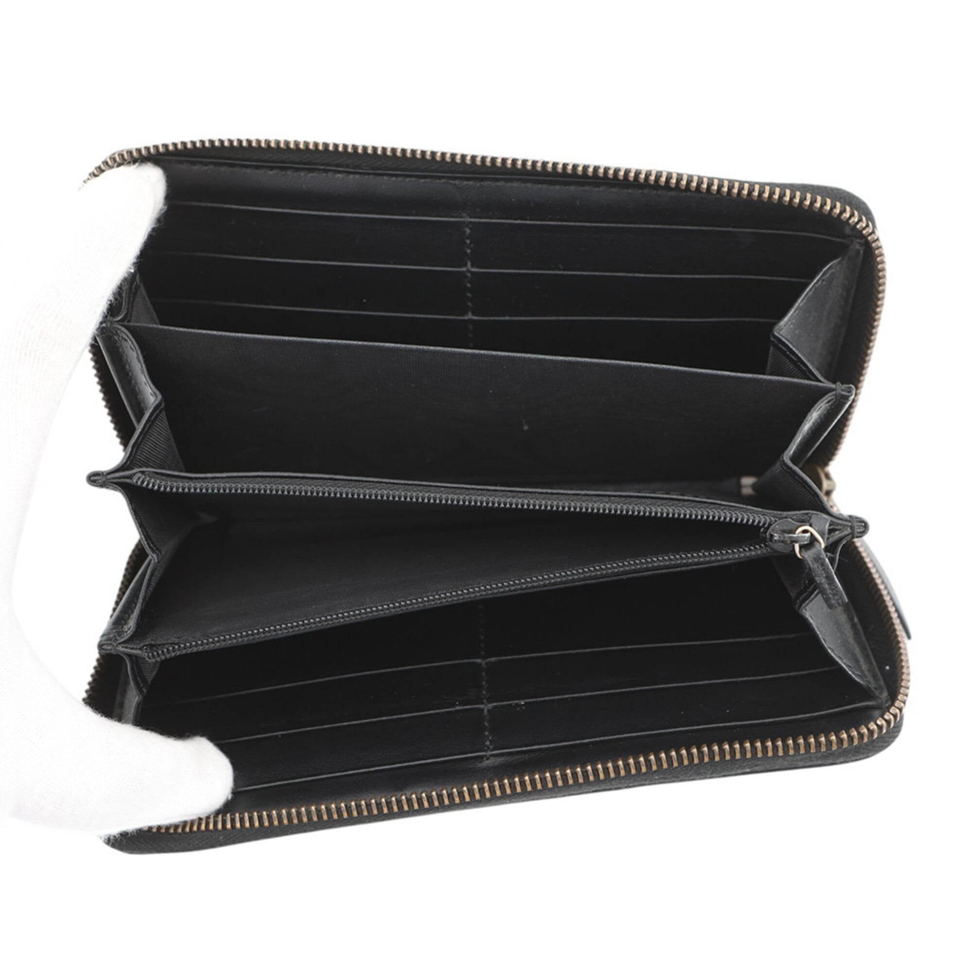 Gucci Black Leather Long Wallet (Bi-Fold) (Pre-Owned)