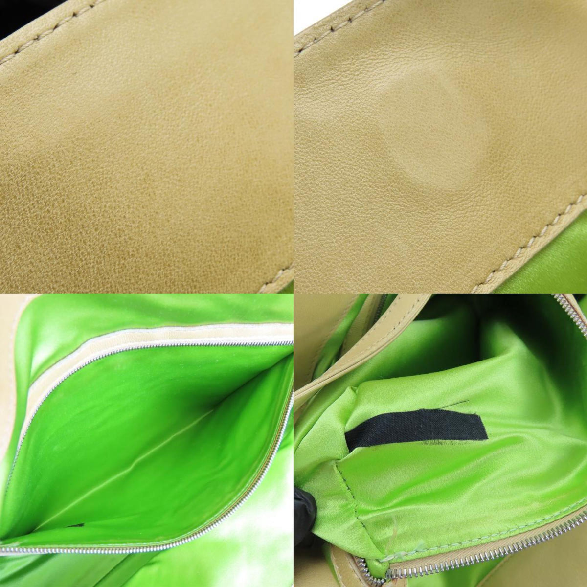 Fendi Beige Pink Green Leather Tote Bag (Pre-Owned)
