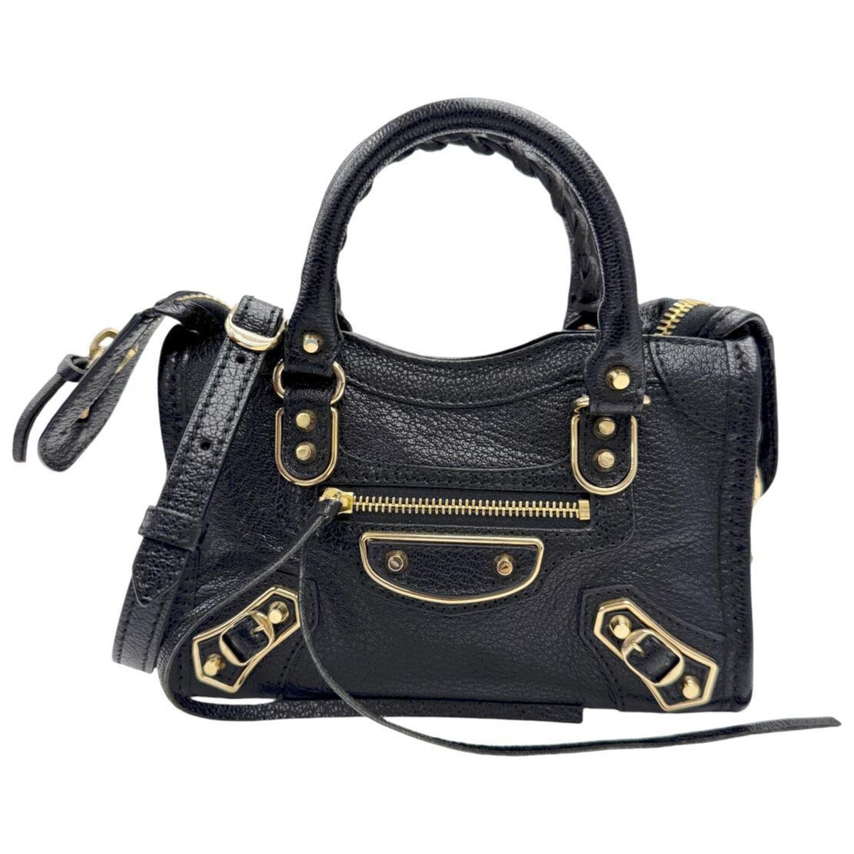 Balenciaga Black Leather Handbag Shoulder Bag (Pre-Owned)