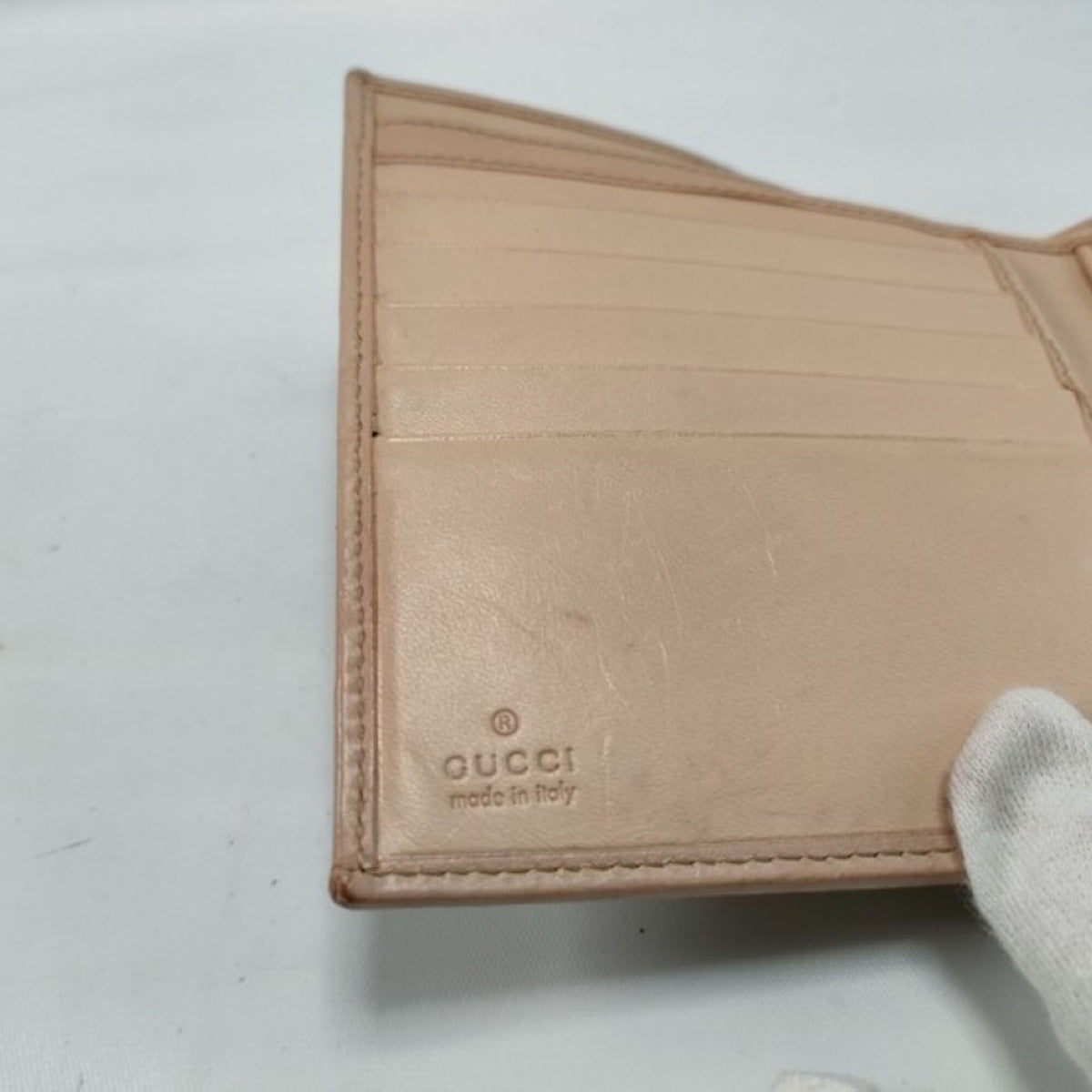 Gucci Beige Gg Canvas Leather Wallet (Bi-Fold) (Pre-Owned)
