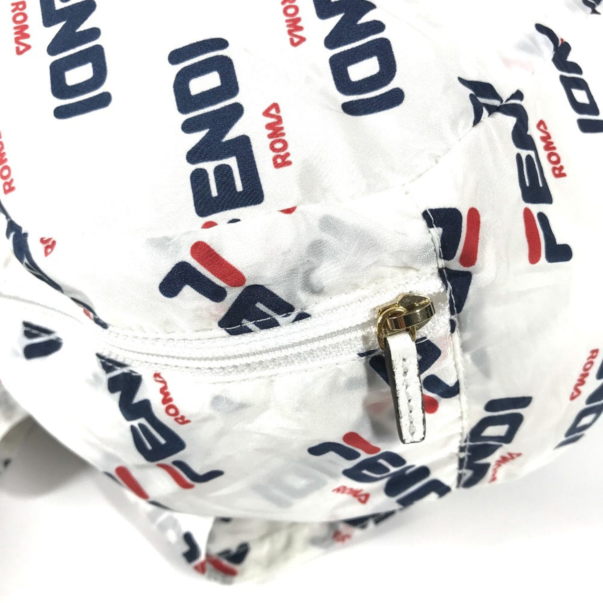 Fendi Navy Red Color White Nylon Backpack (Pre-Owned)