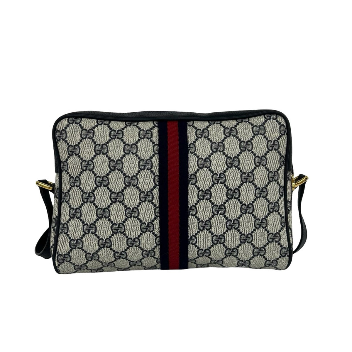 Gucci Navy Red Color Leather Pvc Shoulder Bag (Pre-Owned)
