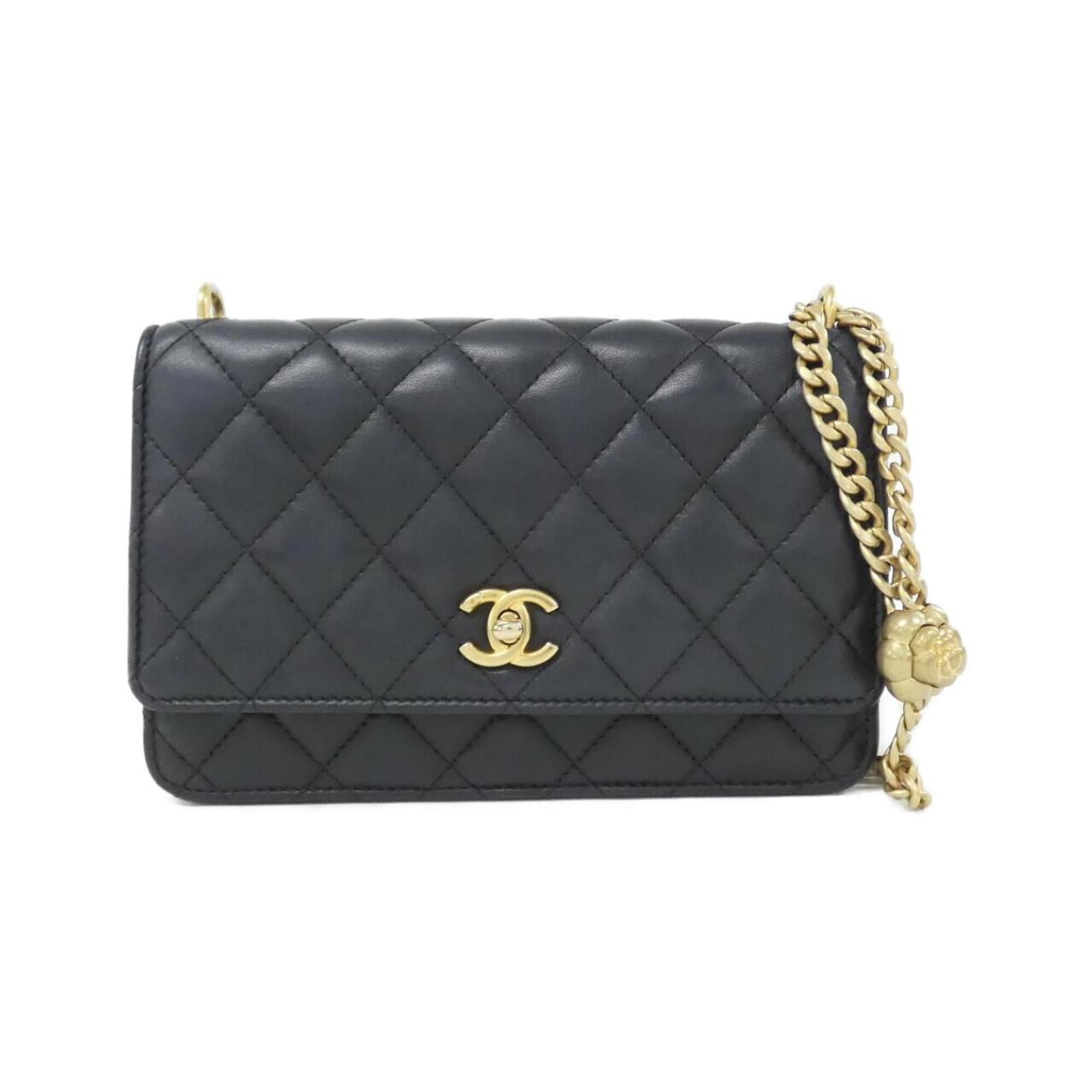 Chanel Black Leather Chain/Shoulder Wallet (Pre-Owned)
