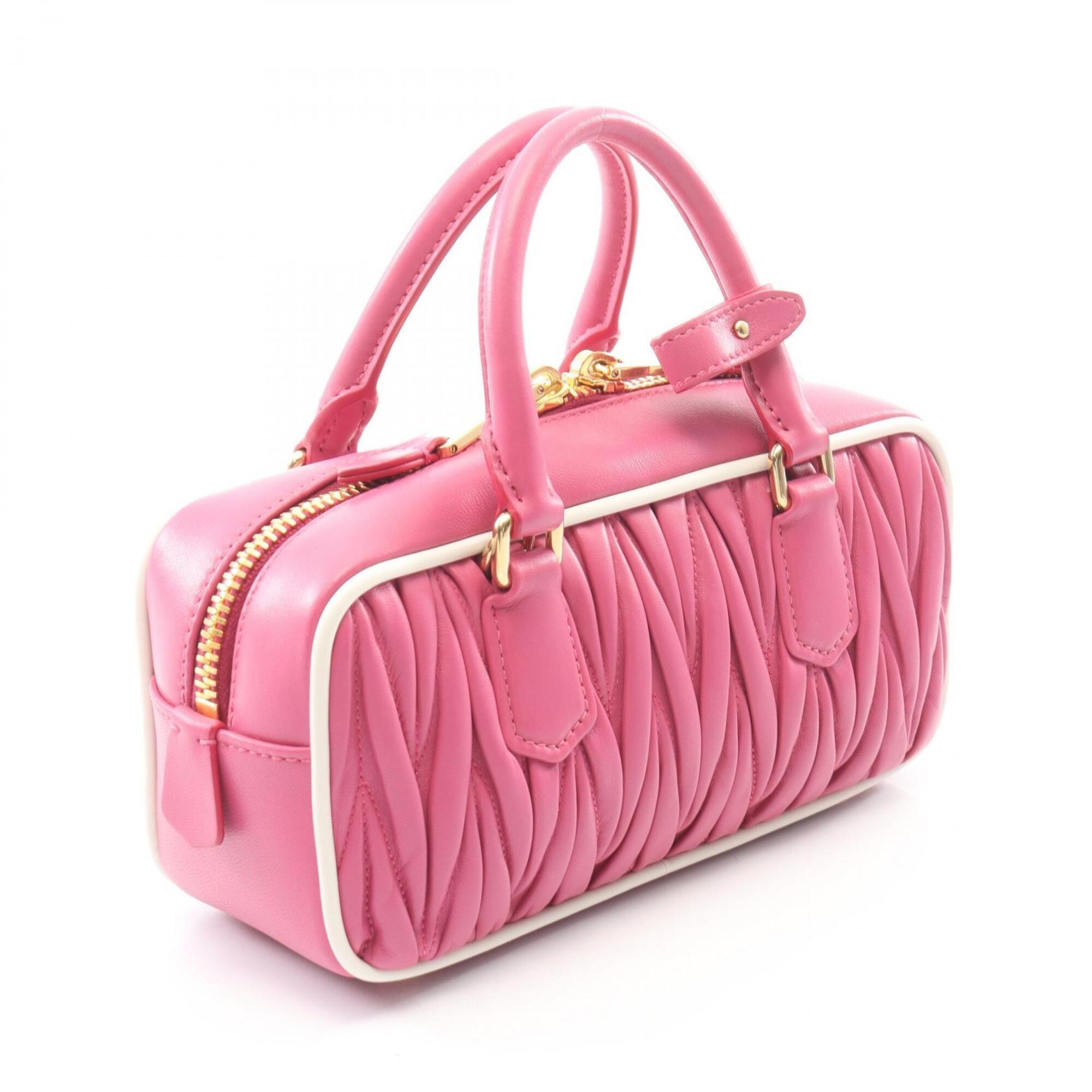 Miu Miu Matelasse Pink White Leather Handbag (Pre-Owned)