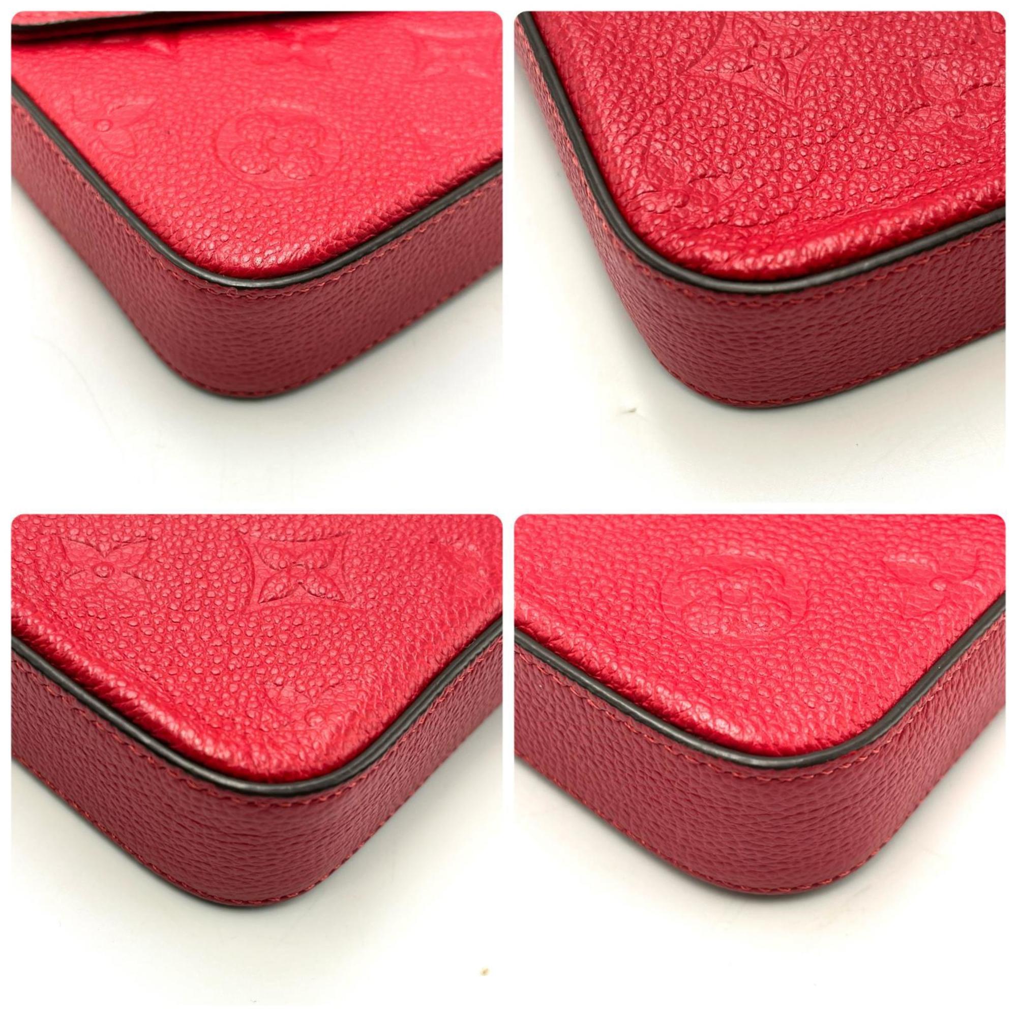Louis Vuitton Red Color Monogram Empreinte Pochette Shoulder Bag (Pre-Owned)