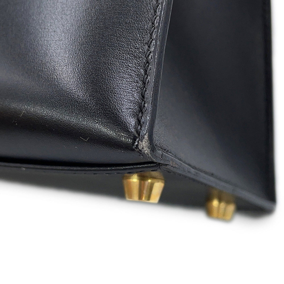 Hermes Kelly Black Box Calf Leather Handbag (Pre-Owned)