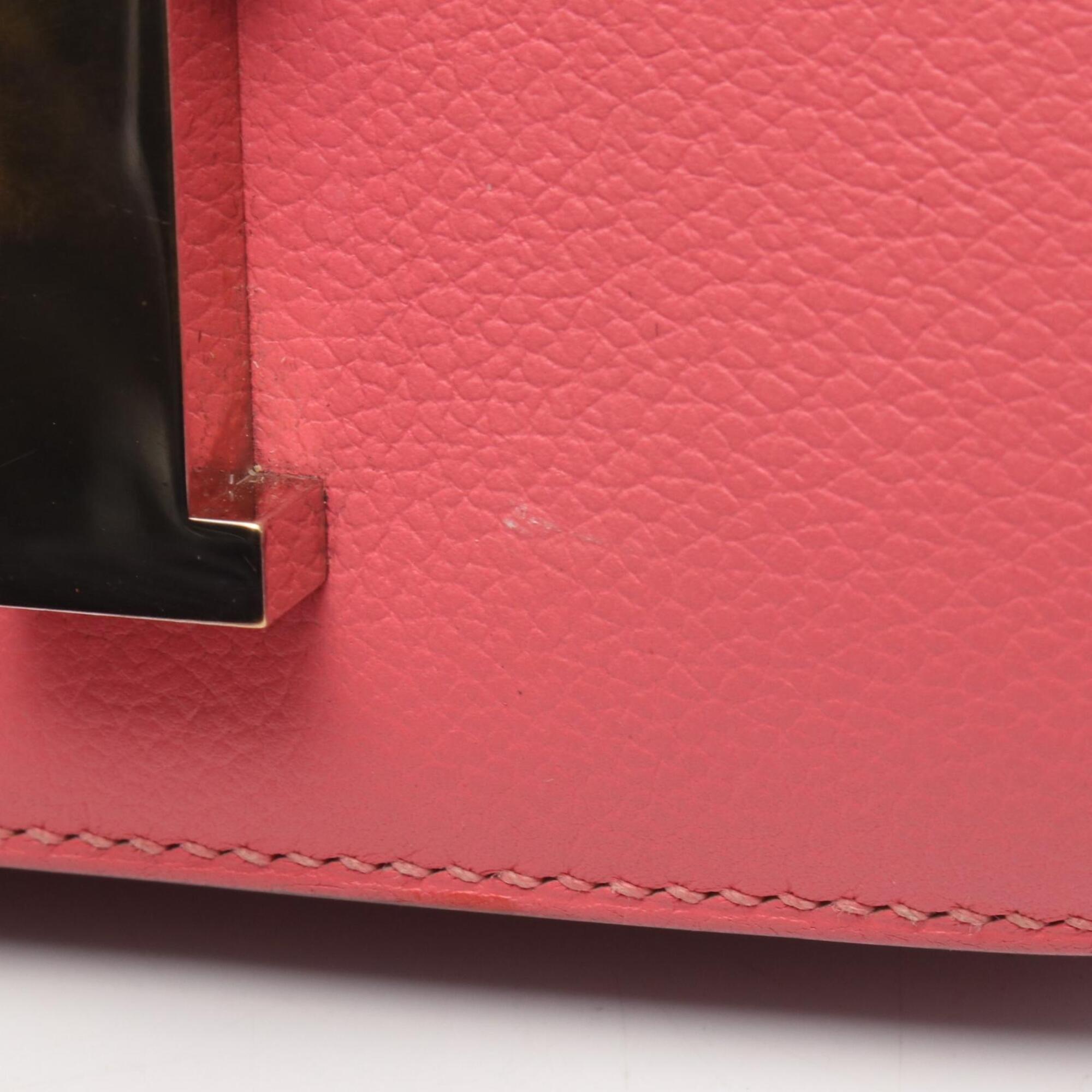 Hermes Pink Leather Handbag Shoulder Bag (Pre-Owned)