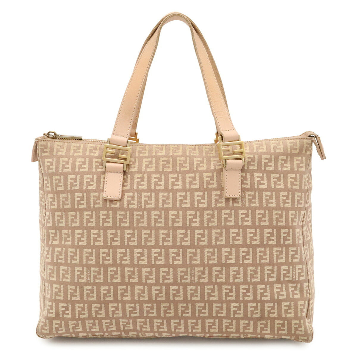 Fendi Zucchino Beige Pink Beige Zucchino Leather Handbag Tote Bag (Pre-Owned)