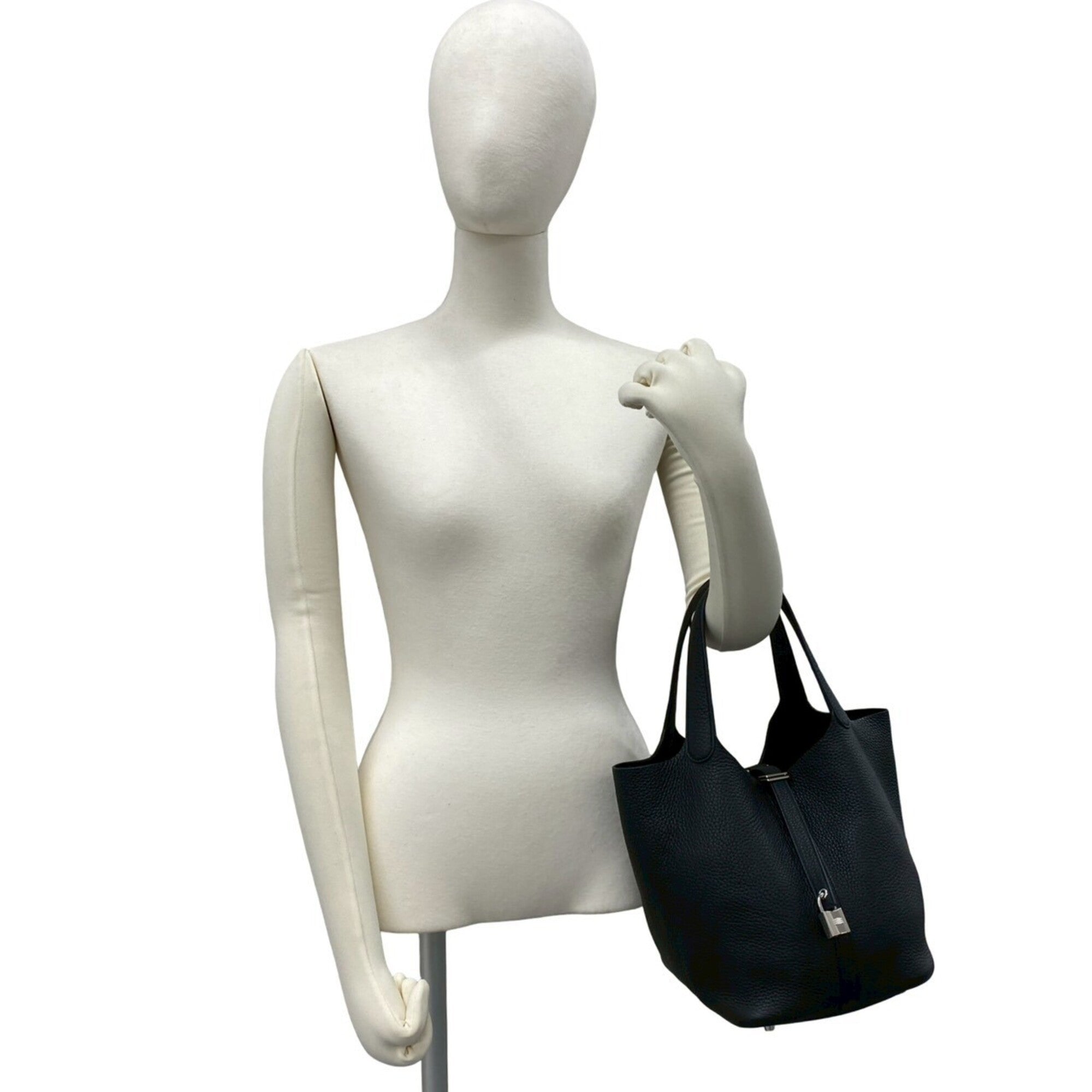 Hermes Black Taurillon Clemence Leather Handbag Tote Bag (Pre-Owned)