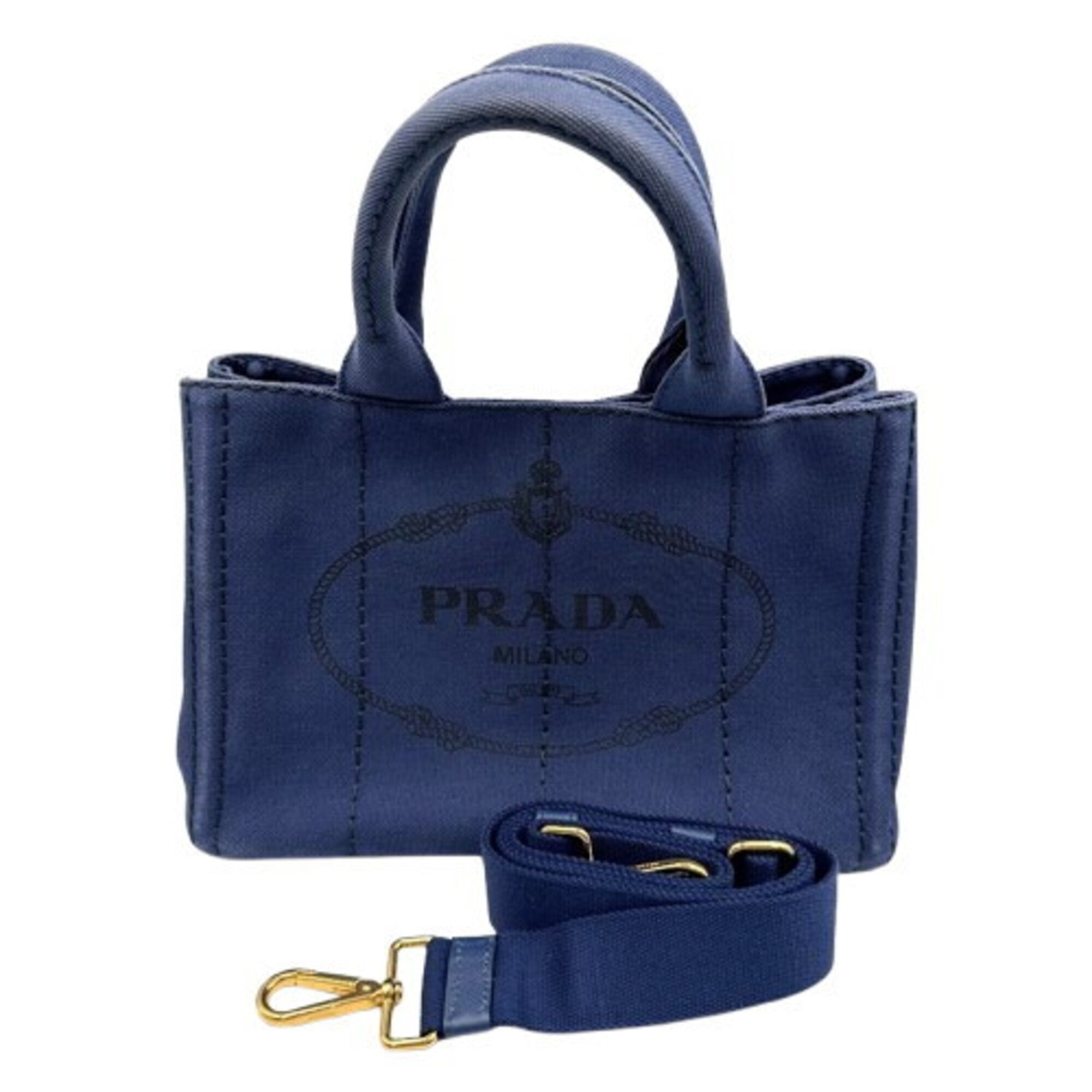 Prada Canapa Blue Canvas Handbag (Pre-Owned)