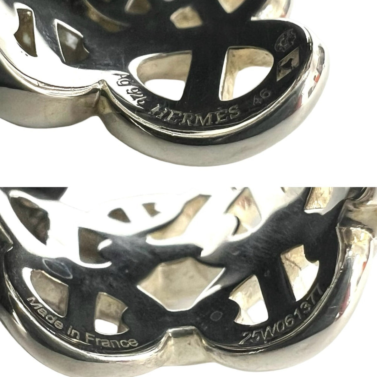 Hermes Silver Silver 925 Band Ring (Pre-Owned)