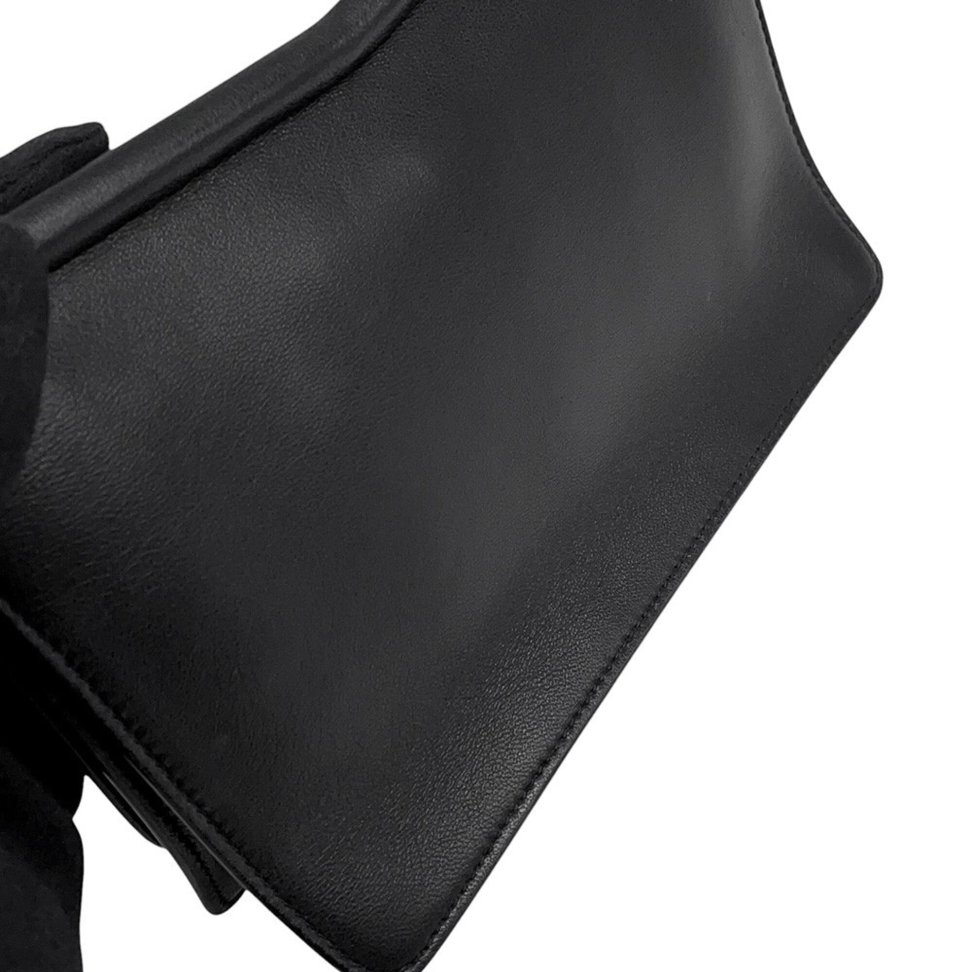 Jimmy Choo Black Leather Handbag Shoulder Bag (Pre-Owned)