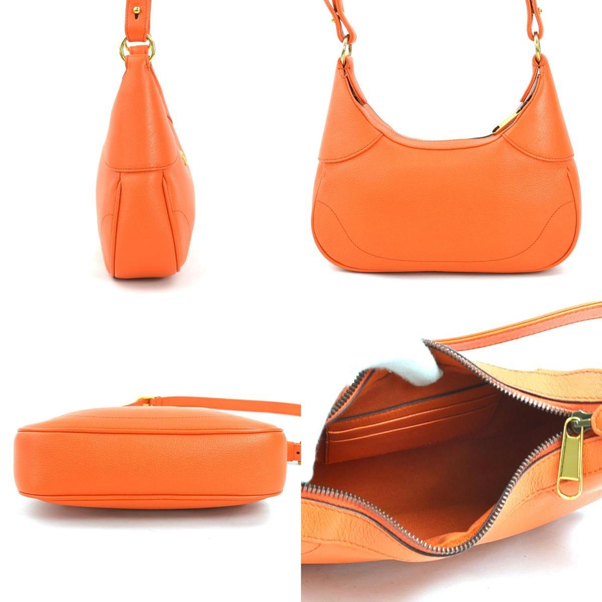 Gucci Gg Marmont Orange Leather Shoulder Bag (Pre-Owned)