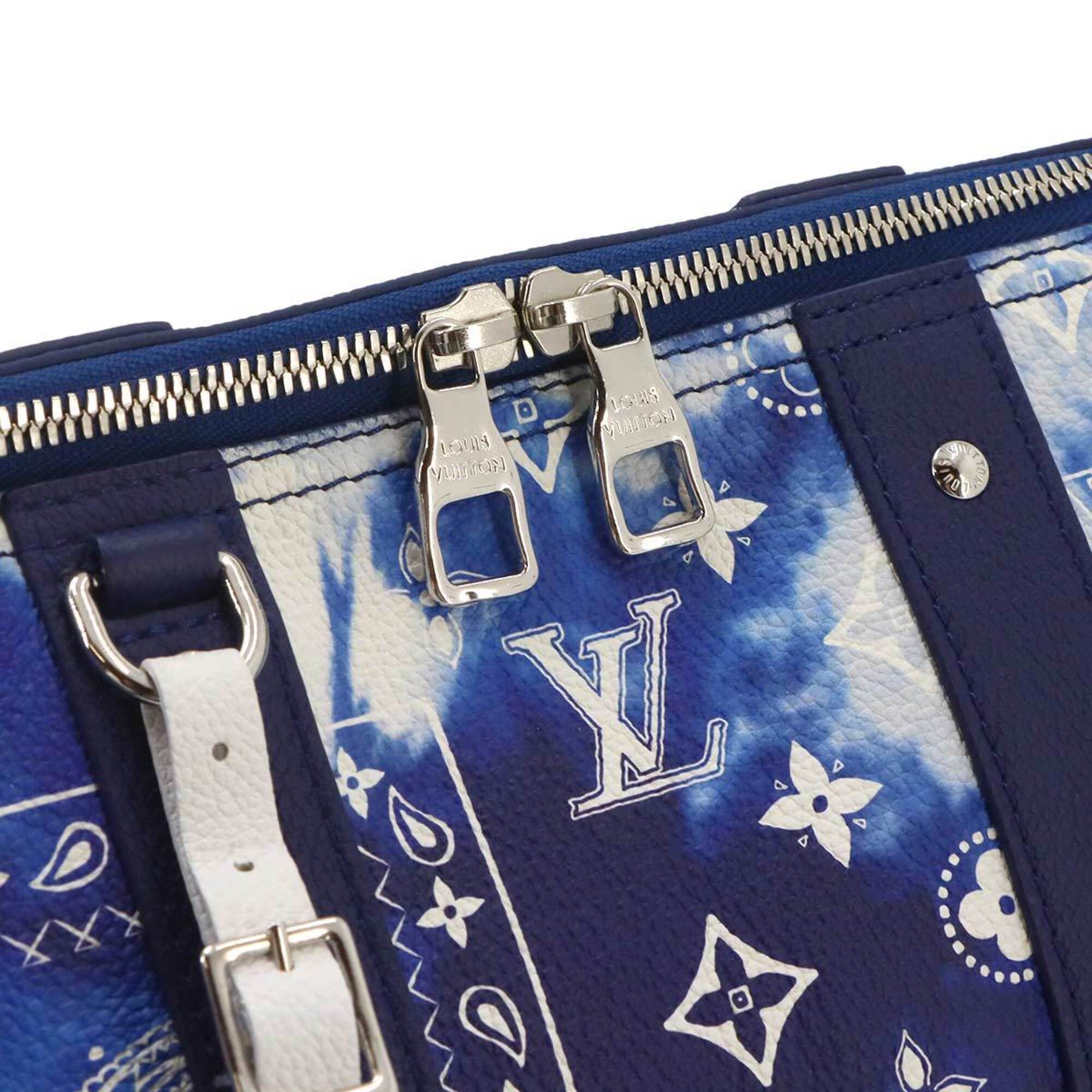 Louis Vuitton Blue White Leather Handbag Shoulder Bag (Pre-Owned)
