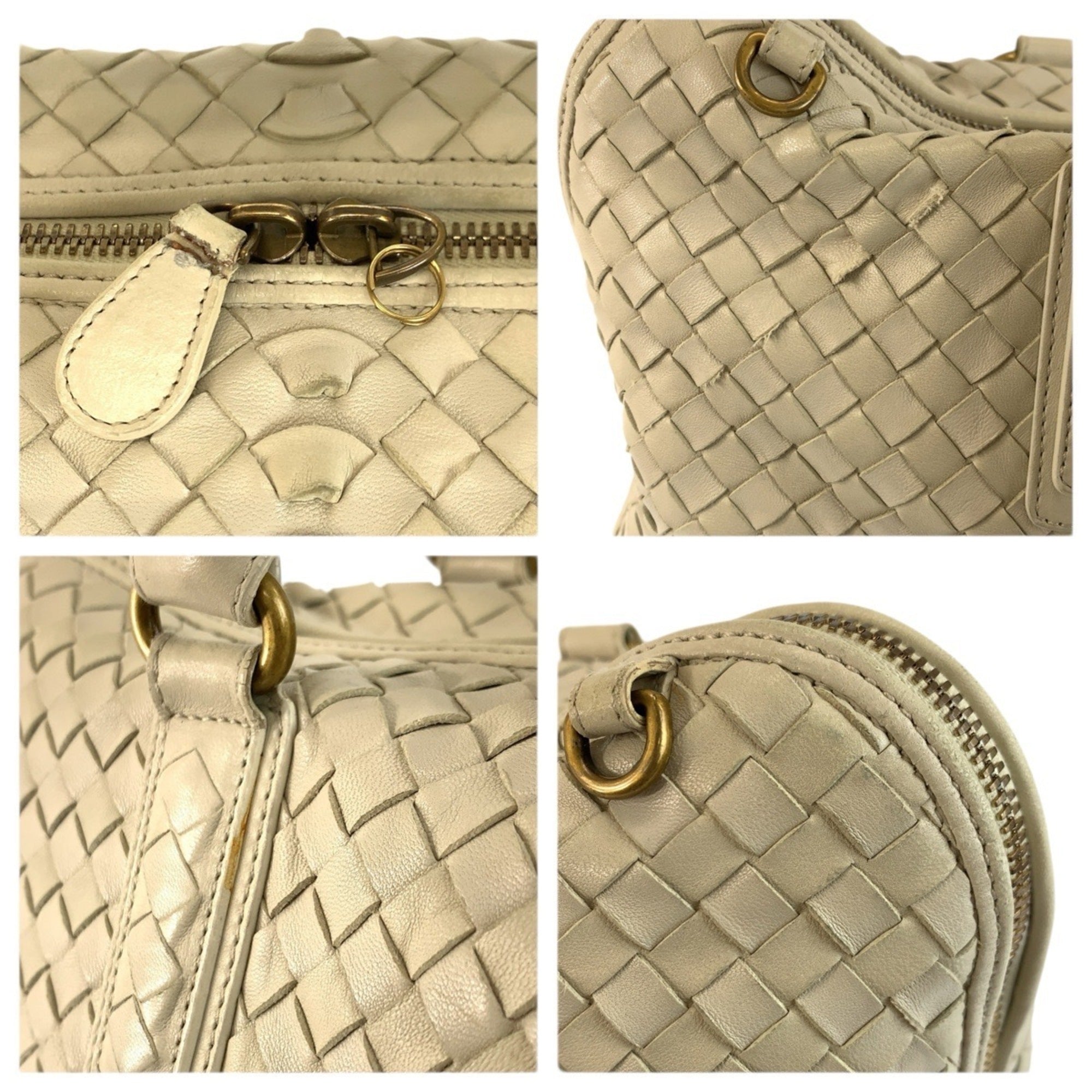 Bottega Veneta Ivory Intrecciato Handbag Shoulder Bag (Pre-Owned)