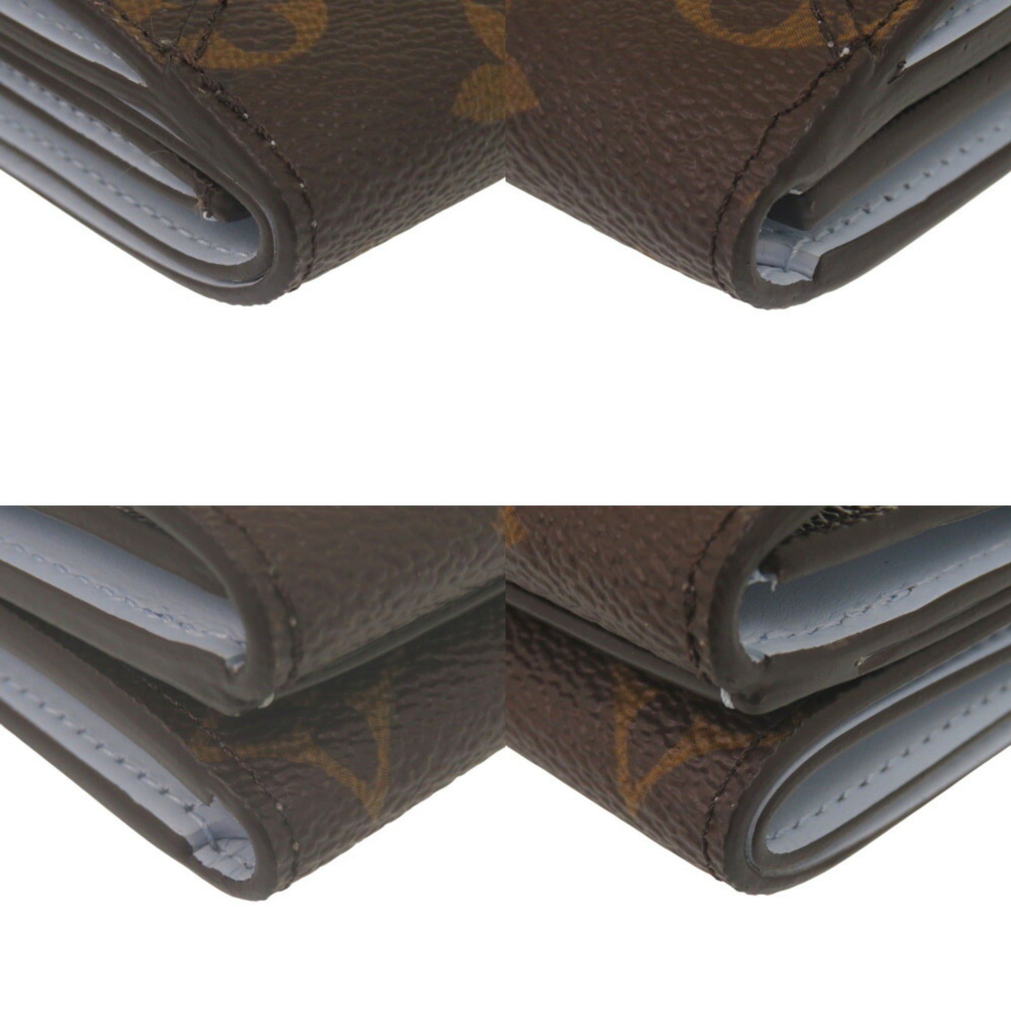Louis Vuitton Blue Brown Monogram Monogram Leather Wallet (Tri-Fold) (Pre-Owned)