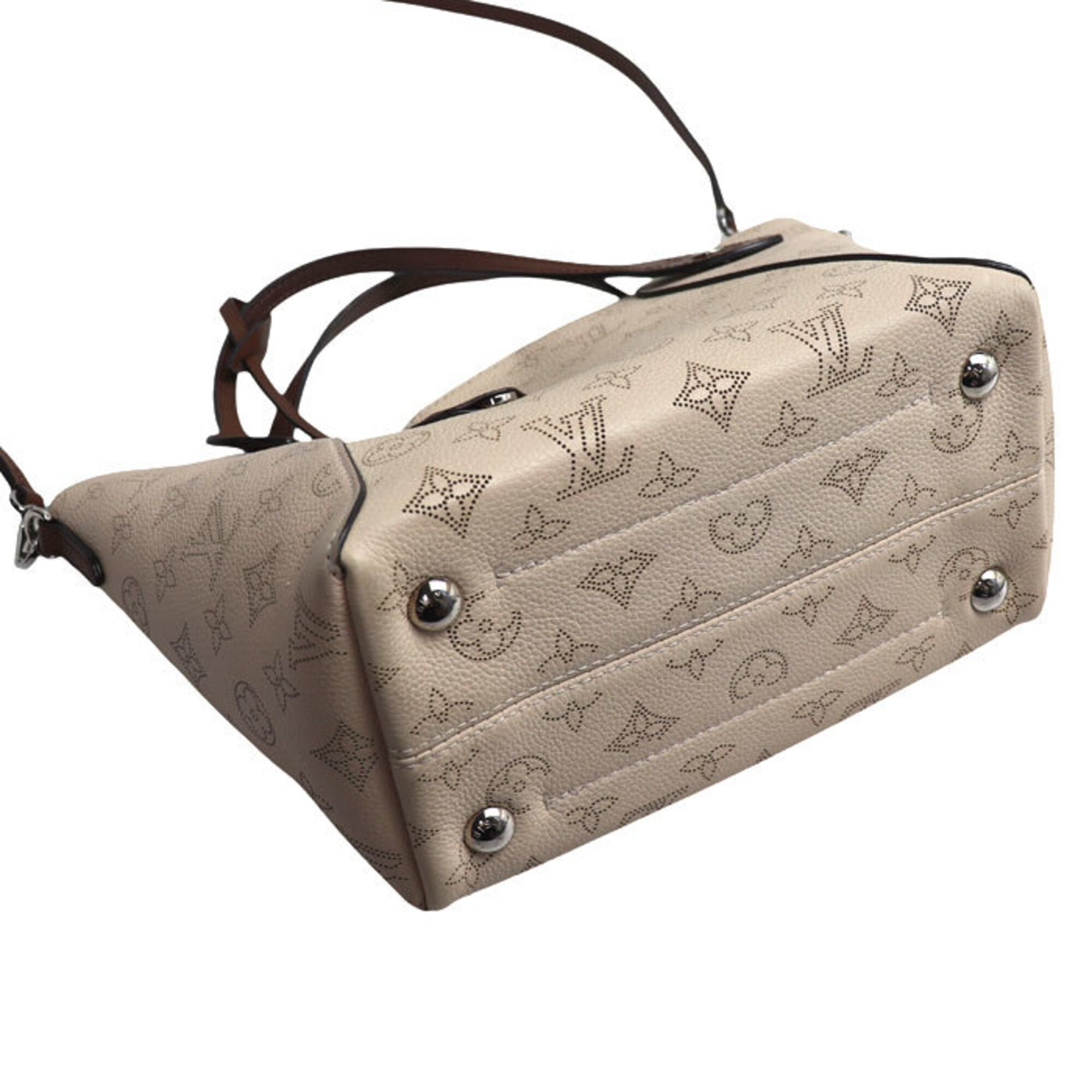 Louis Vuitton Beige Brown Mahina Leather Pouch Shoulder Bag (Pre-Owned)