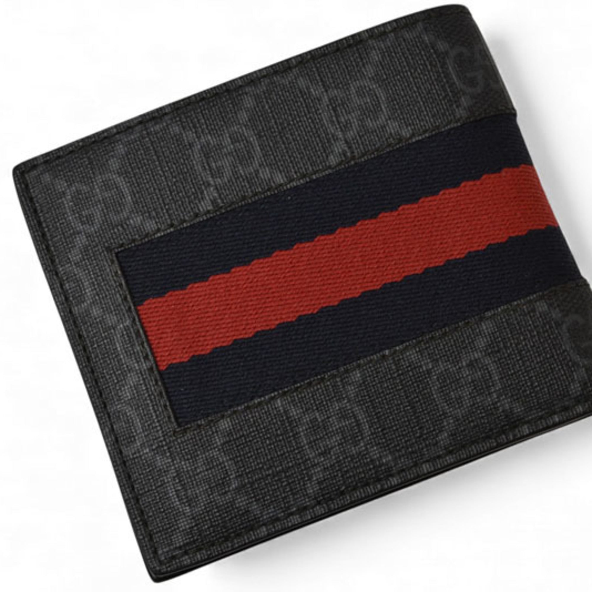 Gucci Gray Navy Red Color Pvc Wallet (Bi-Fold) (Pre-Owned)