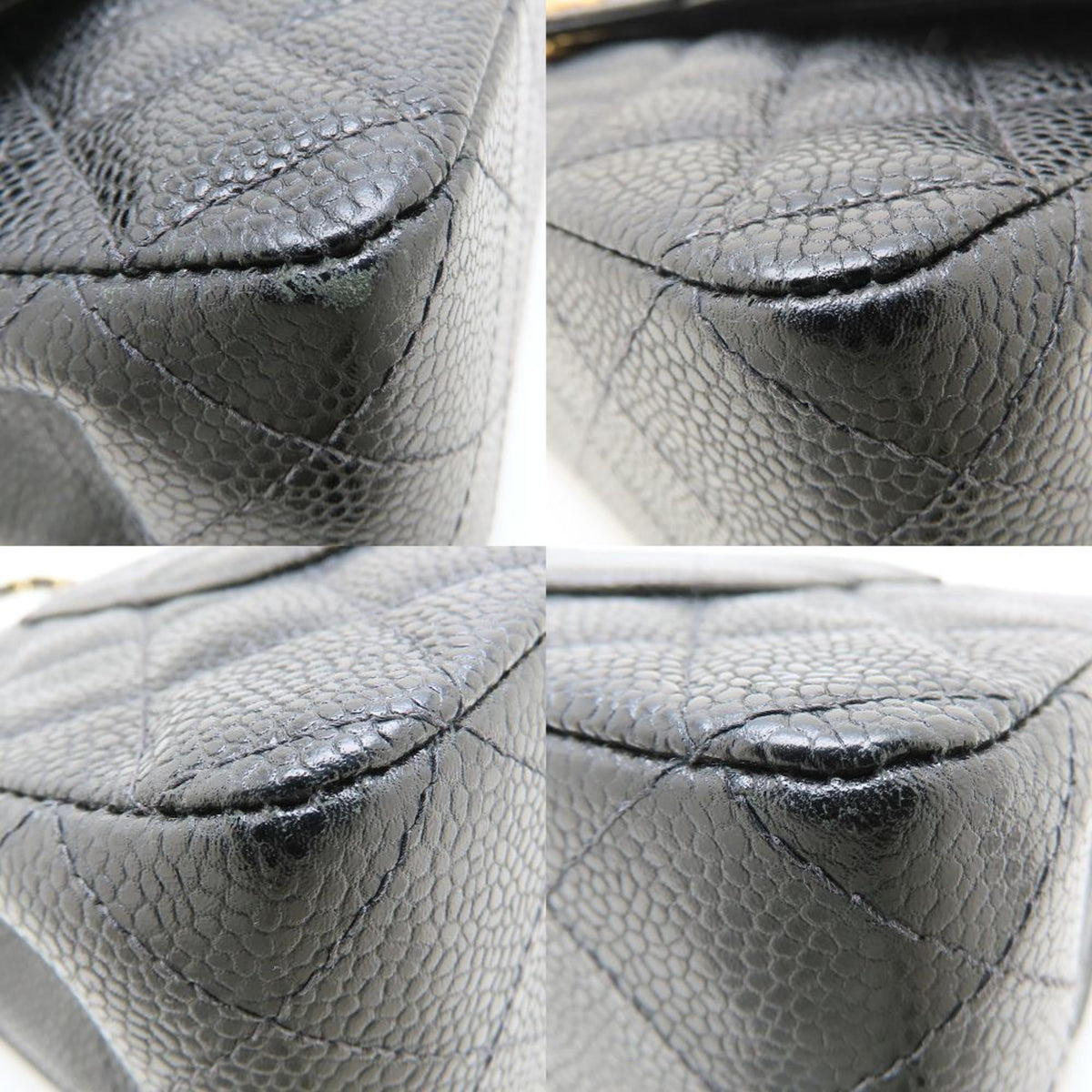 Chanel Matelasse Black Grained Calfskin Shoulder Bag (Pre-Owned)