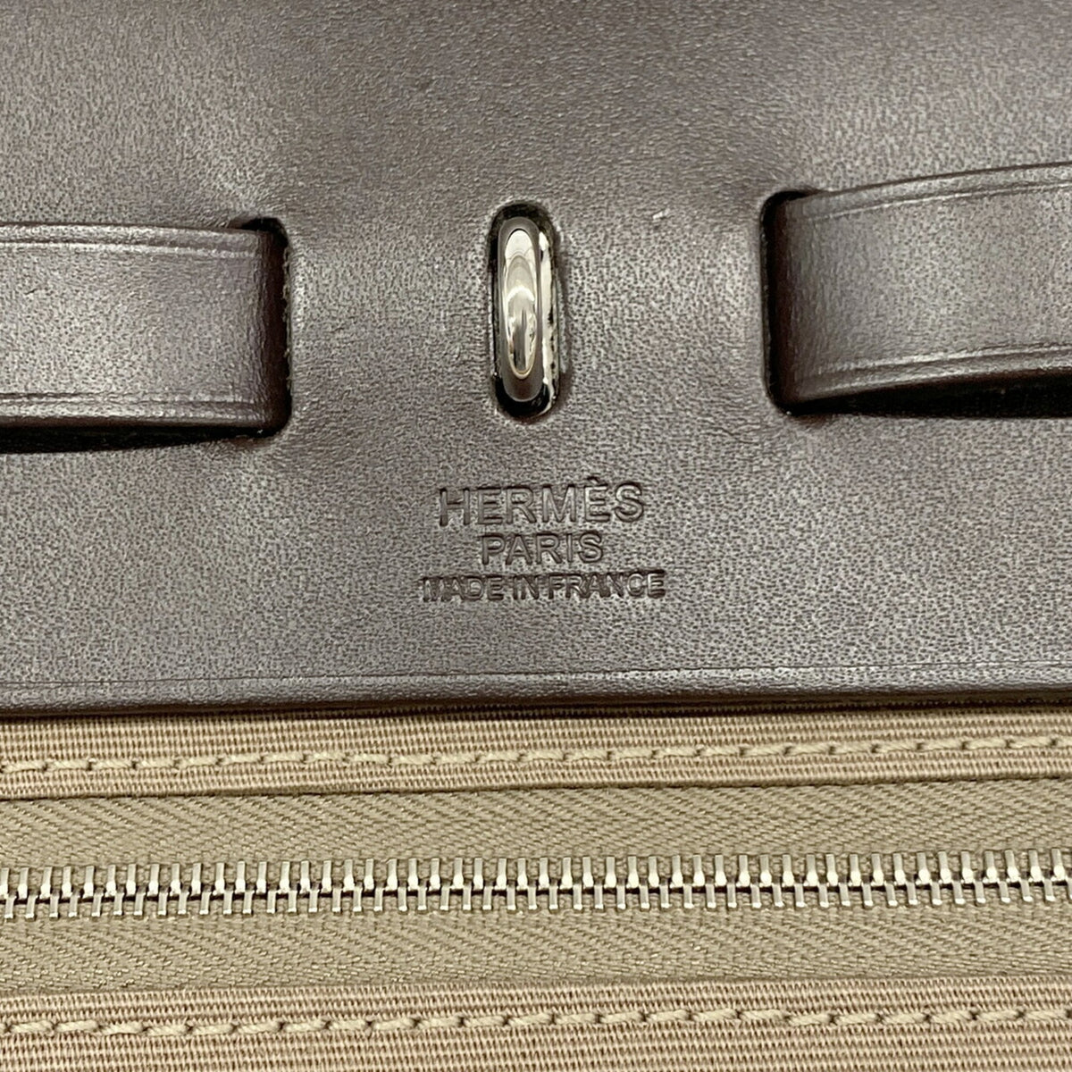 Hermes Etoupe Gray Toile Officier Handbag (Pre-Owned)