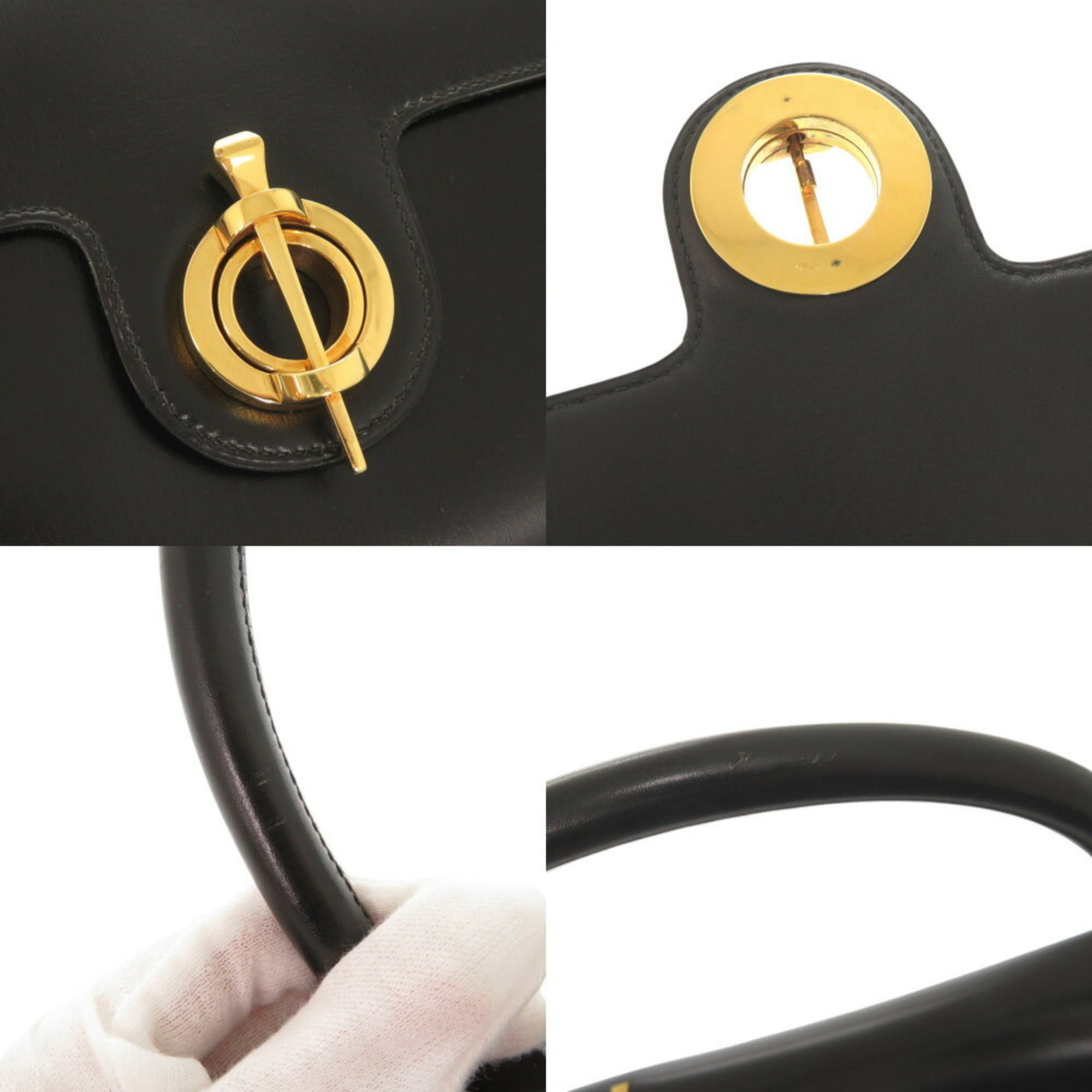 Hermes Black Leather Handbag (Pre-Owned)