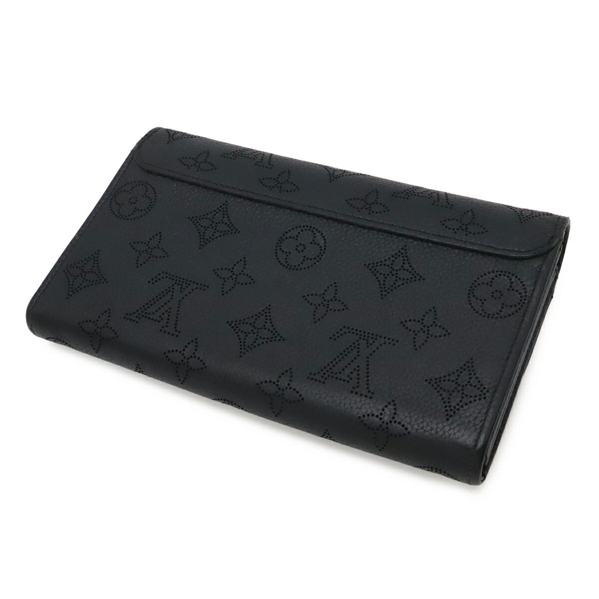 Louis Vuitton Mahina Black Noir Mahina Leather Long Wallet (Bi-Fold) (Pre-Owned)