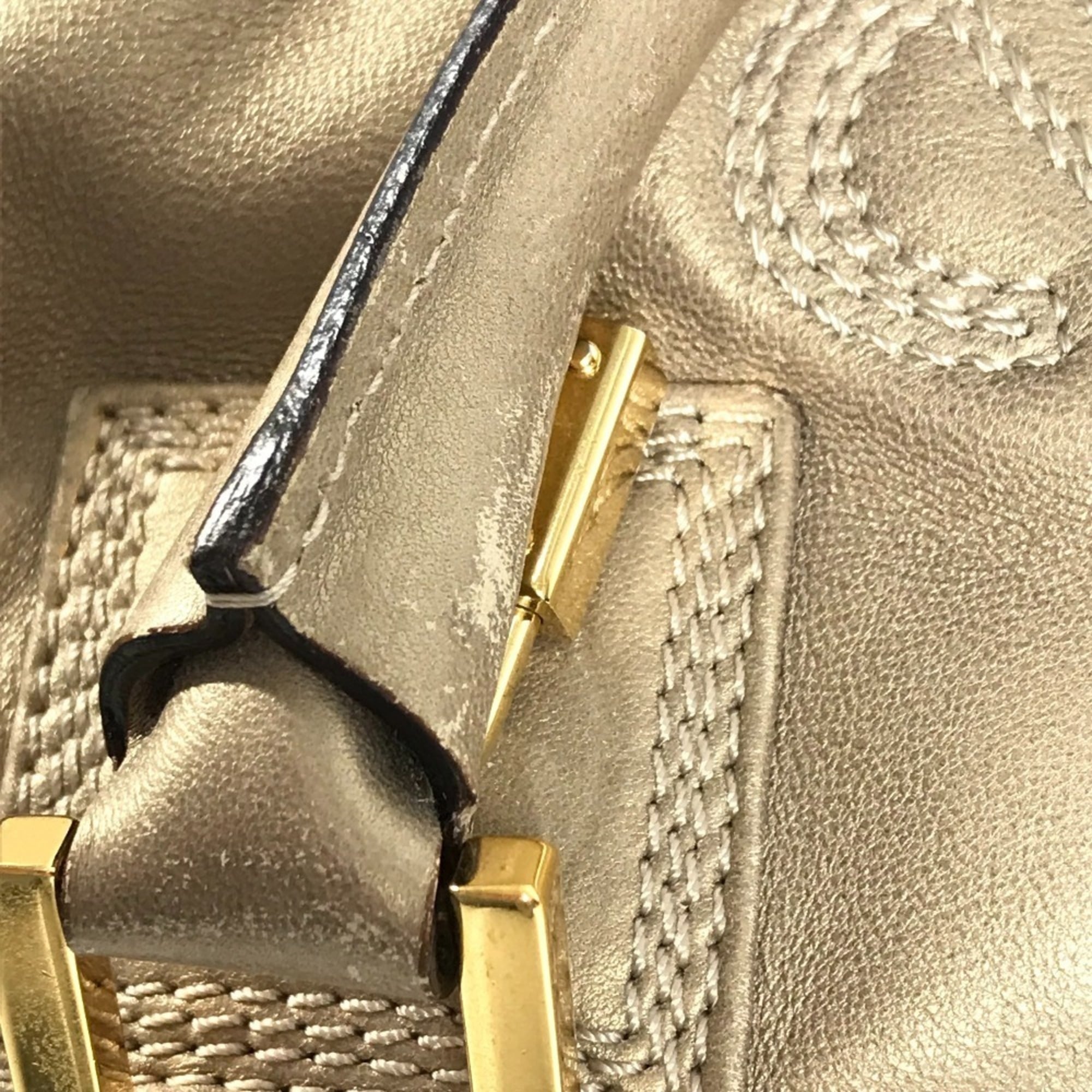Loewe Amazona Gold Leather Handbag Tote Bag (Pre-Owned)