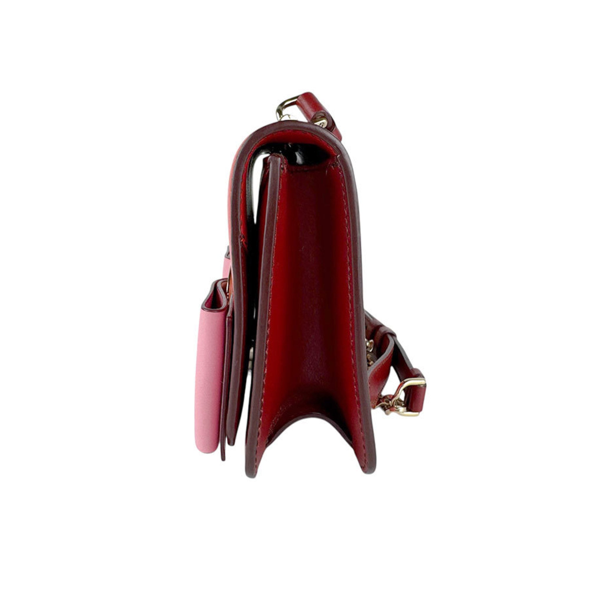 Salvatore Ferragamo Pink Red Color Leather Shoulder Bag (Pre-Owned)