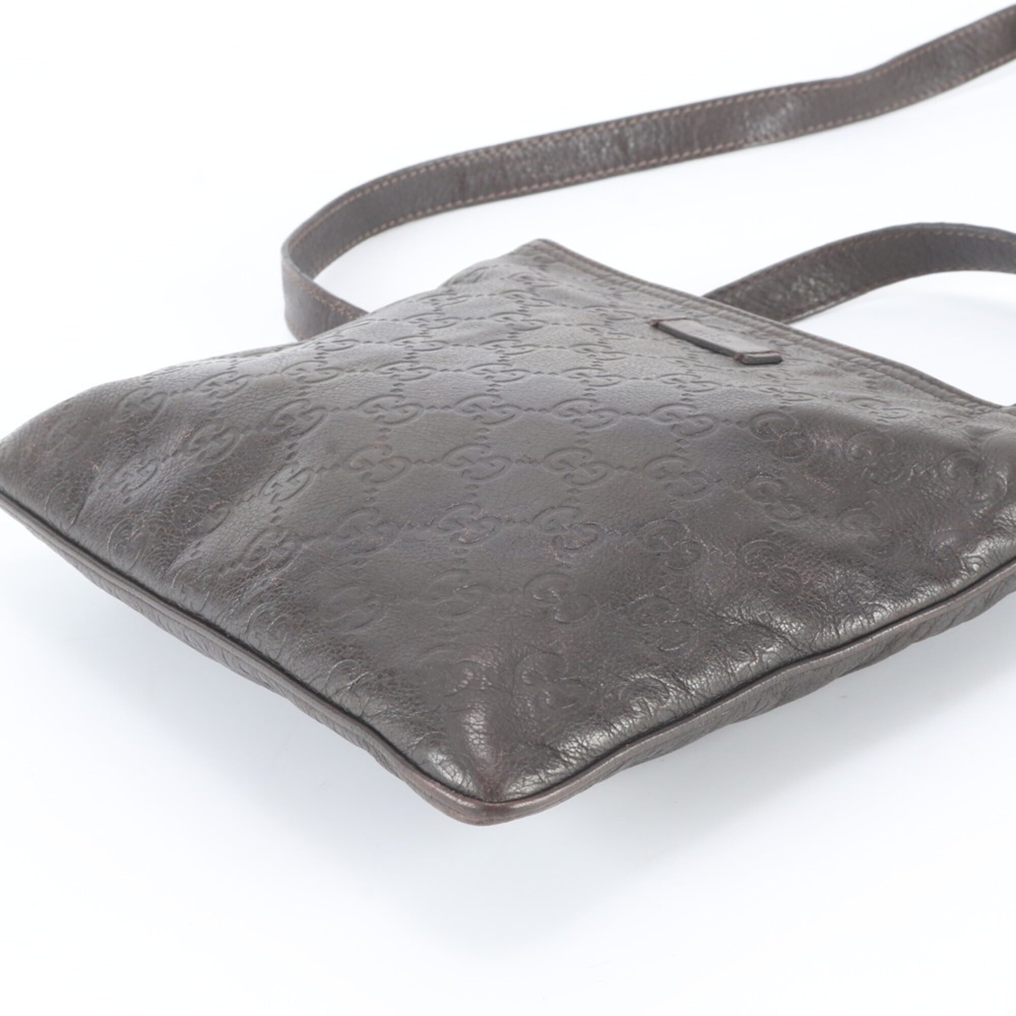 Gucci Brown Leather Messenger Bag Shoulder Bag Tote Bag (Pre-Owned)