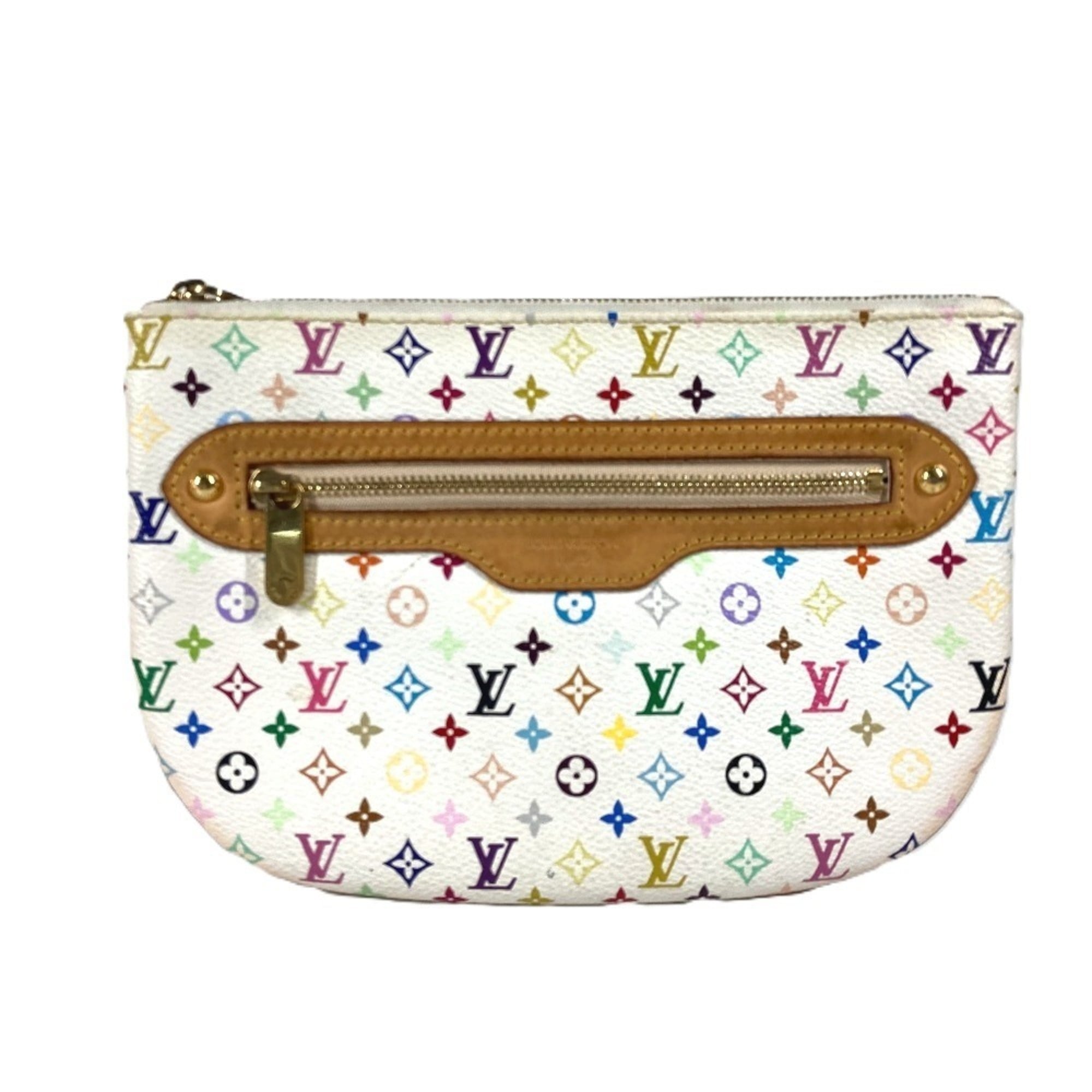Louis Vuitton Blanc Multi-Color White Monogram Multicolore Clutch Bag Pochette Pouch (Pre-Owned)