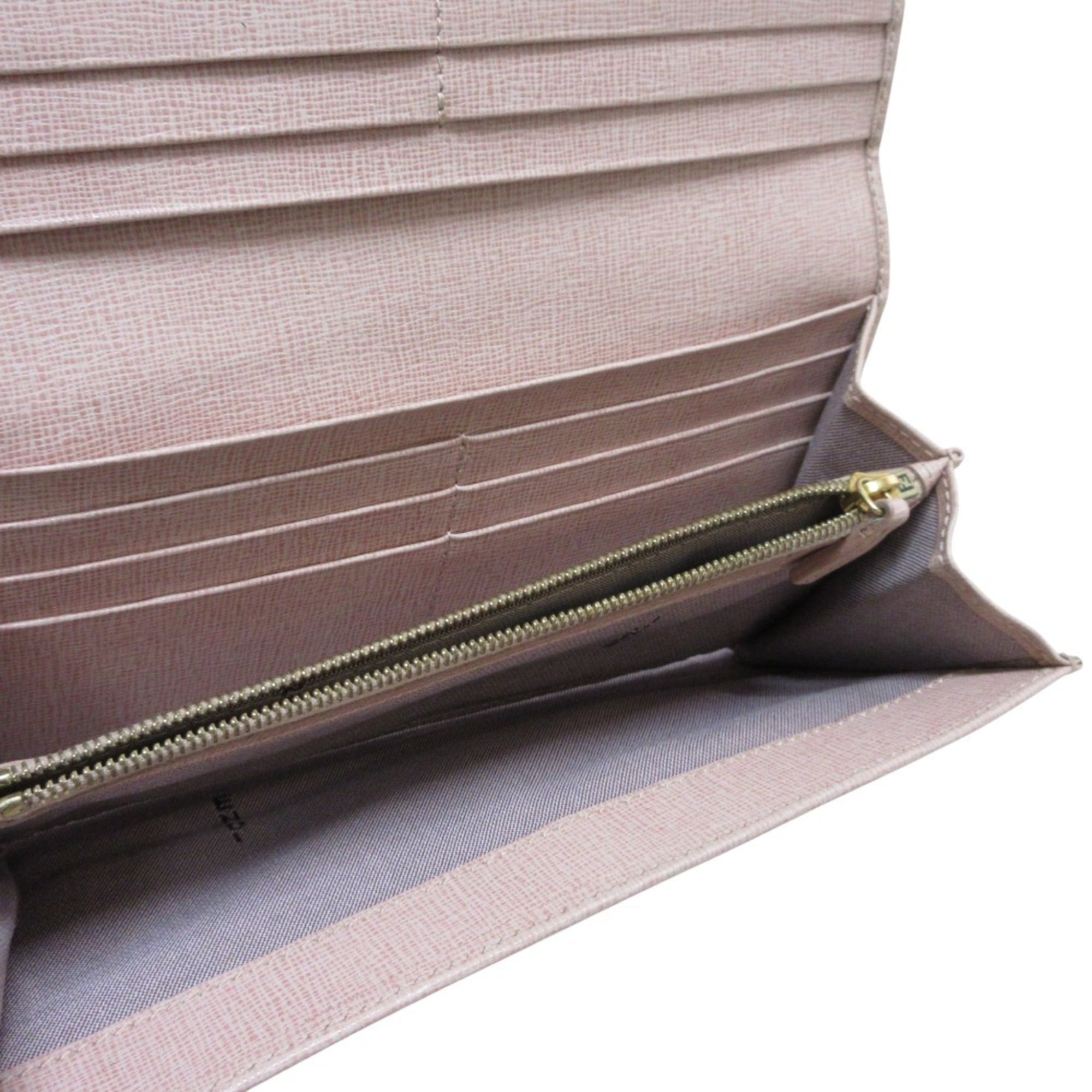 Fendi Pink Leather Long Wallet (Bi-Fold) (Pre-Owned)