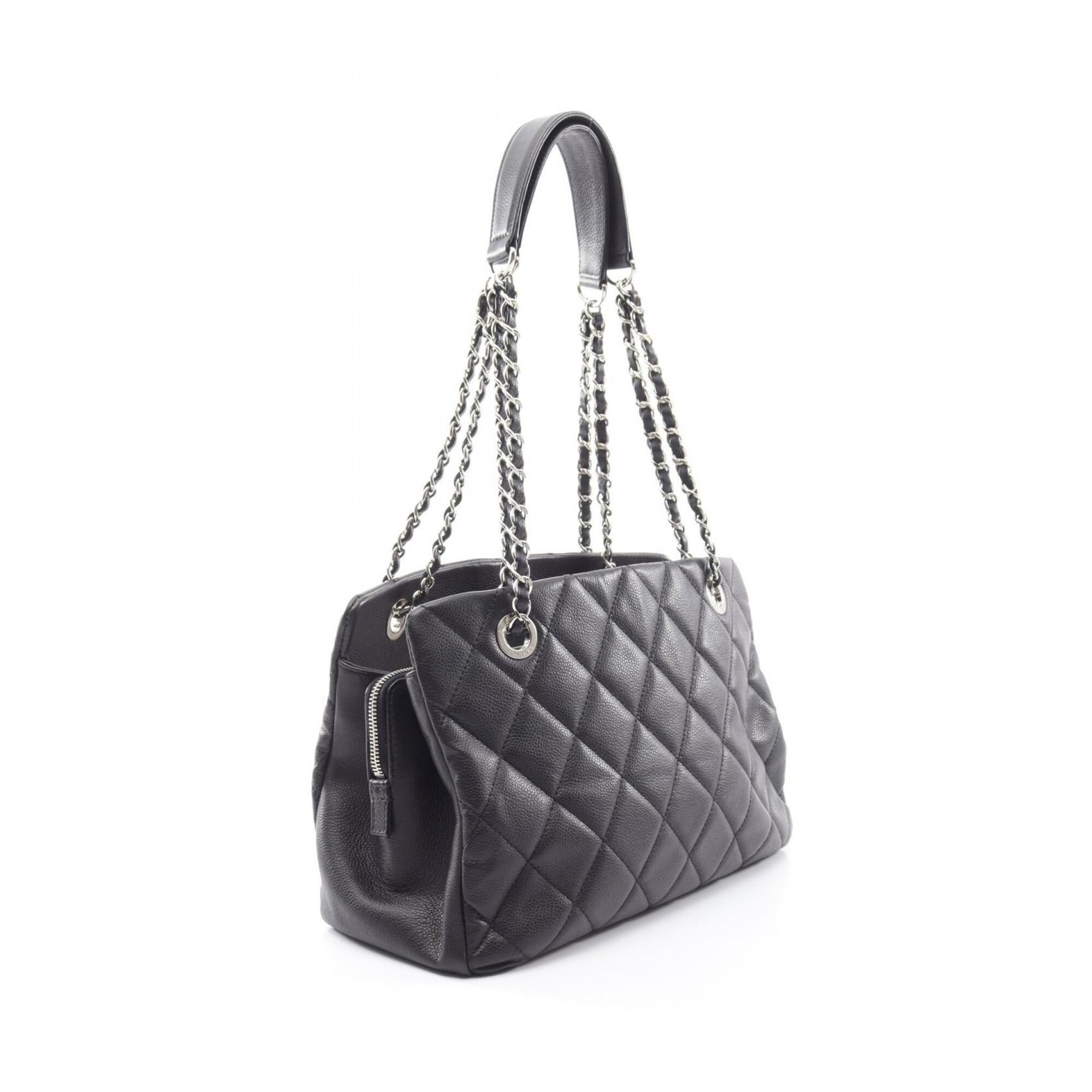 Chanel Black Grained Calfskin Handbag Tote Bag (Pre-Owned)